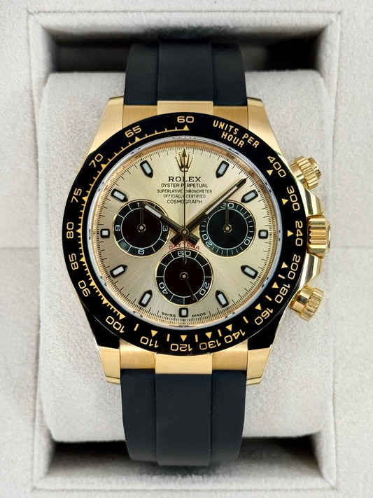 2022 Rolex Daytona 40mm 116518LN Yellow Gold Oysterflex Champagne Dial