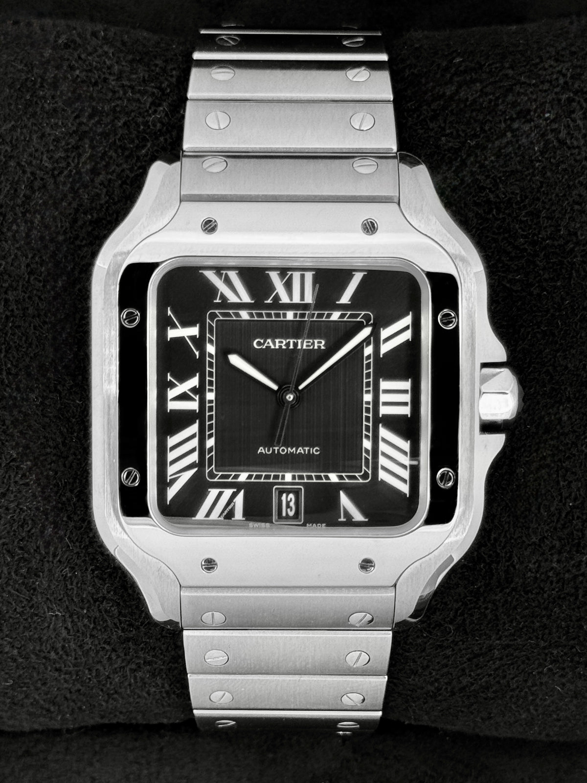 NEW 2026 Cartier Santos De Cartier 39mm WSSA0096 Stainless Steel Black Dial