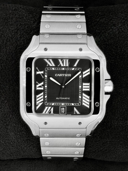 NEW 2026 Cartier Santos De Cartier 39mm WSSA0096 Stainless Steel Black Dial