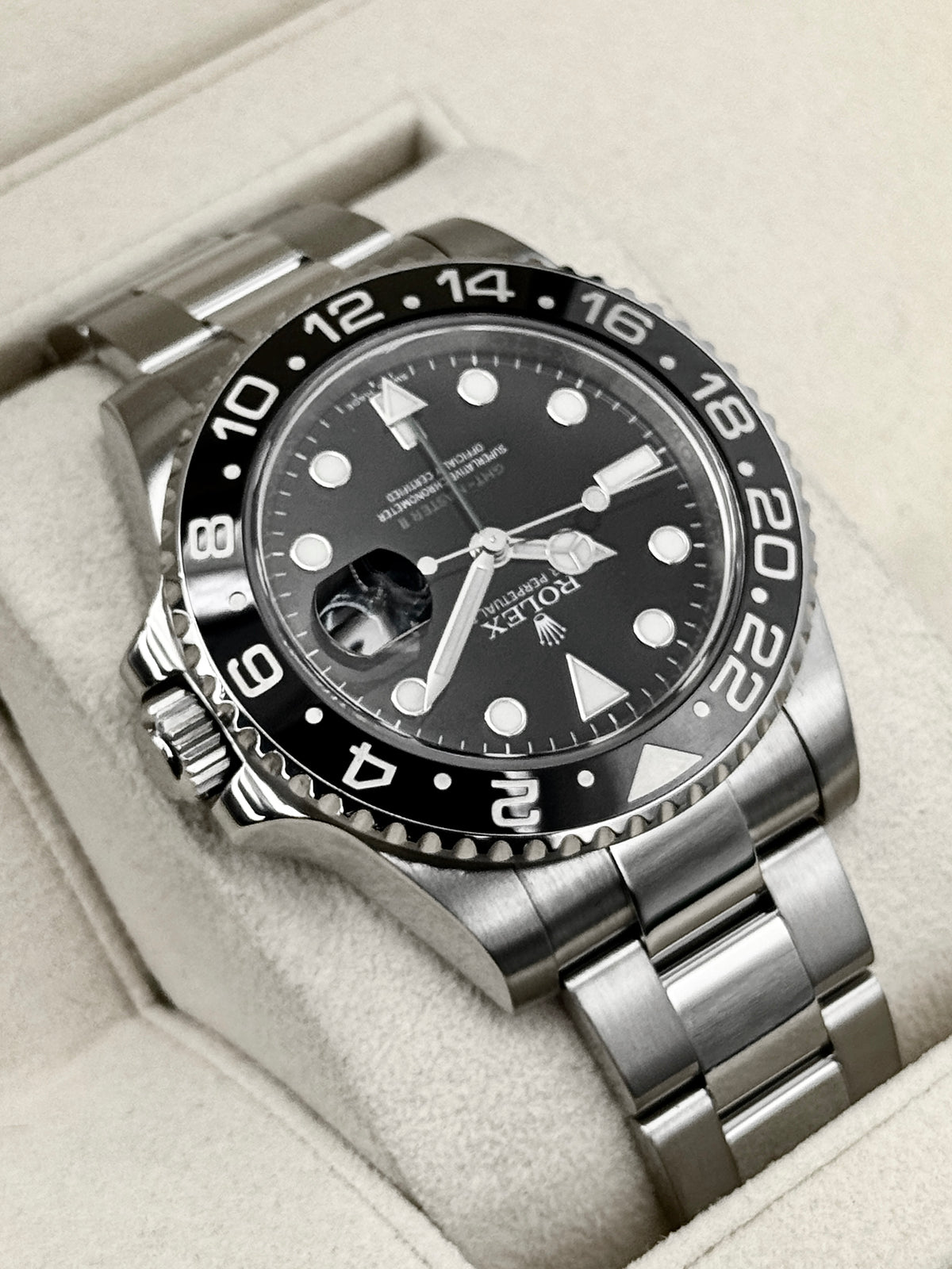 2016 est. Rolex GMT-Master II 40mm 116710LN Stainless Steel Black Dial