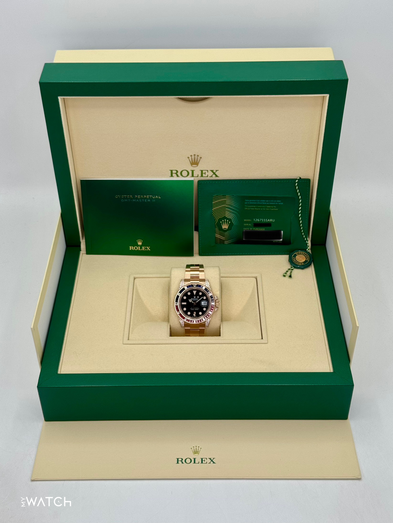 2021 Rolex GMT-Master II 40mm 126755SARU Rose Gold Sapphire and Ruby - MyWatchLLC