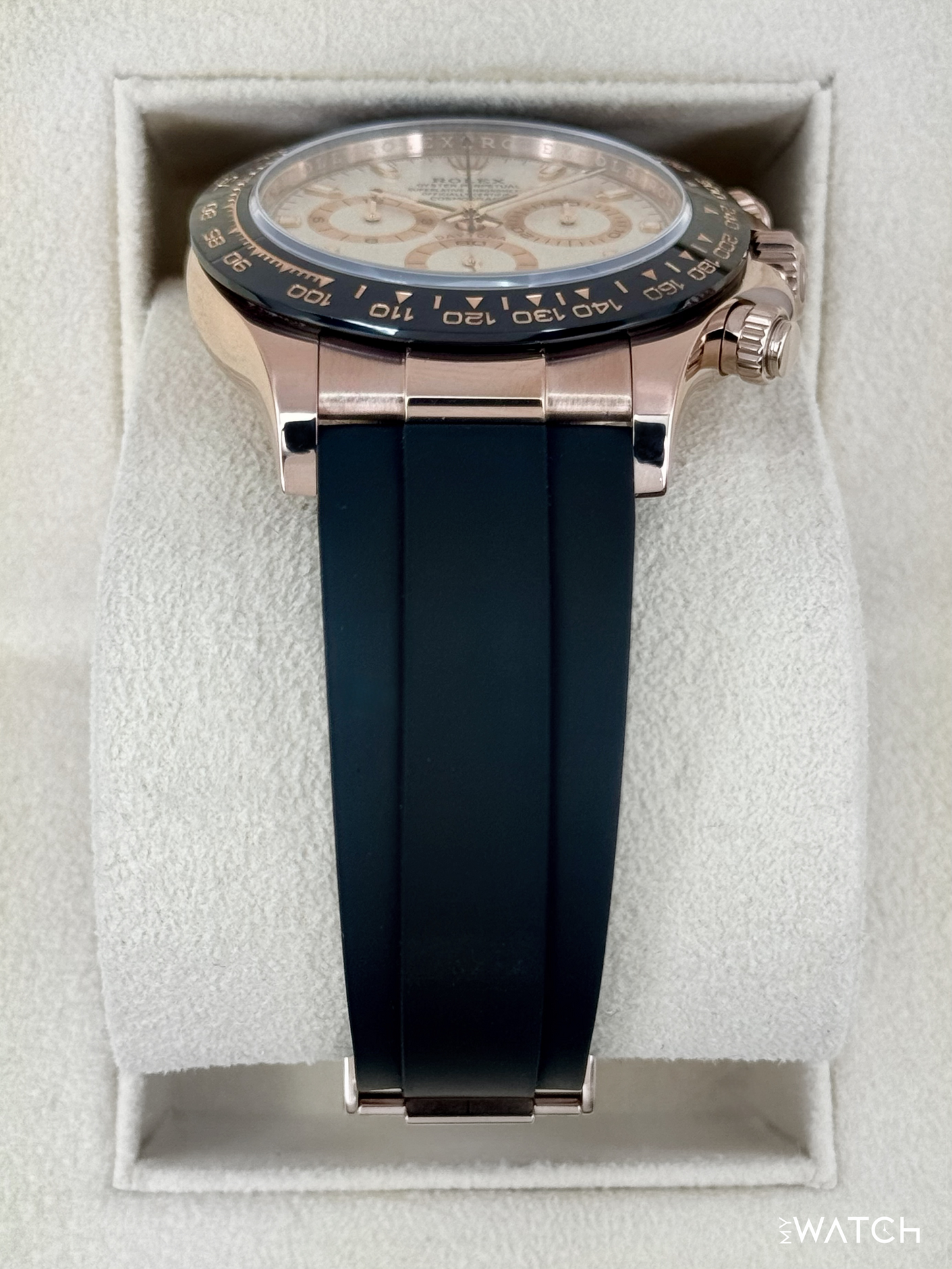 2022 Rolex Daytona 40mm 116515LN Rose Gold Oysterflex White Dial - MyWatchLLC