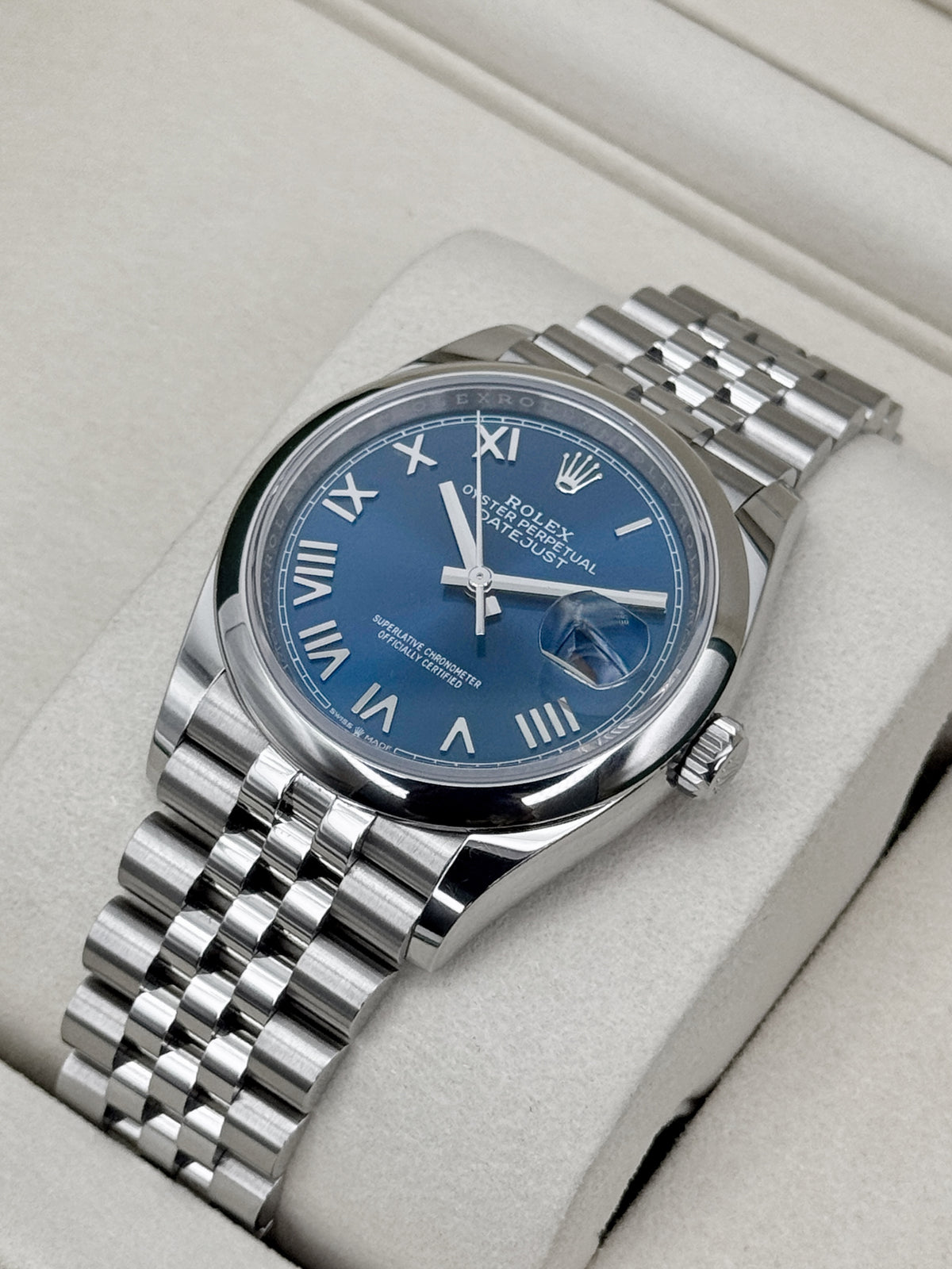 NEW 2026 Rolex Datejust 36mm 126200 Stainless Steel Jubilee Blue Roman Numeral Dial