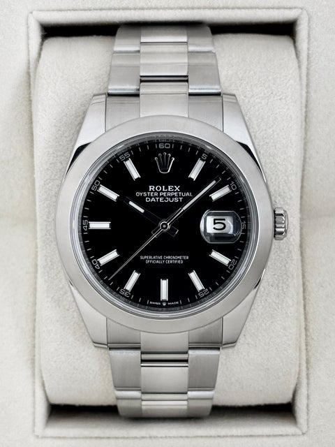 2021 Rolex Datejust 41mm 126300 Stainless Steel Oyster Black Dial