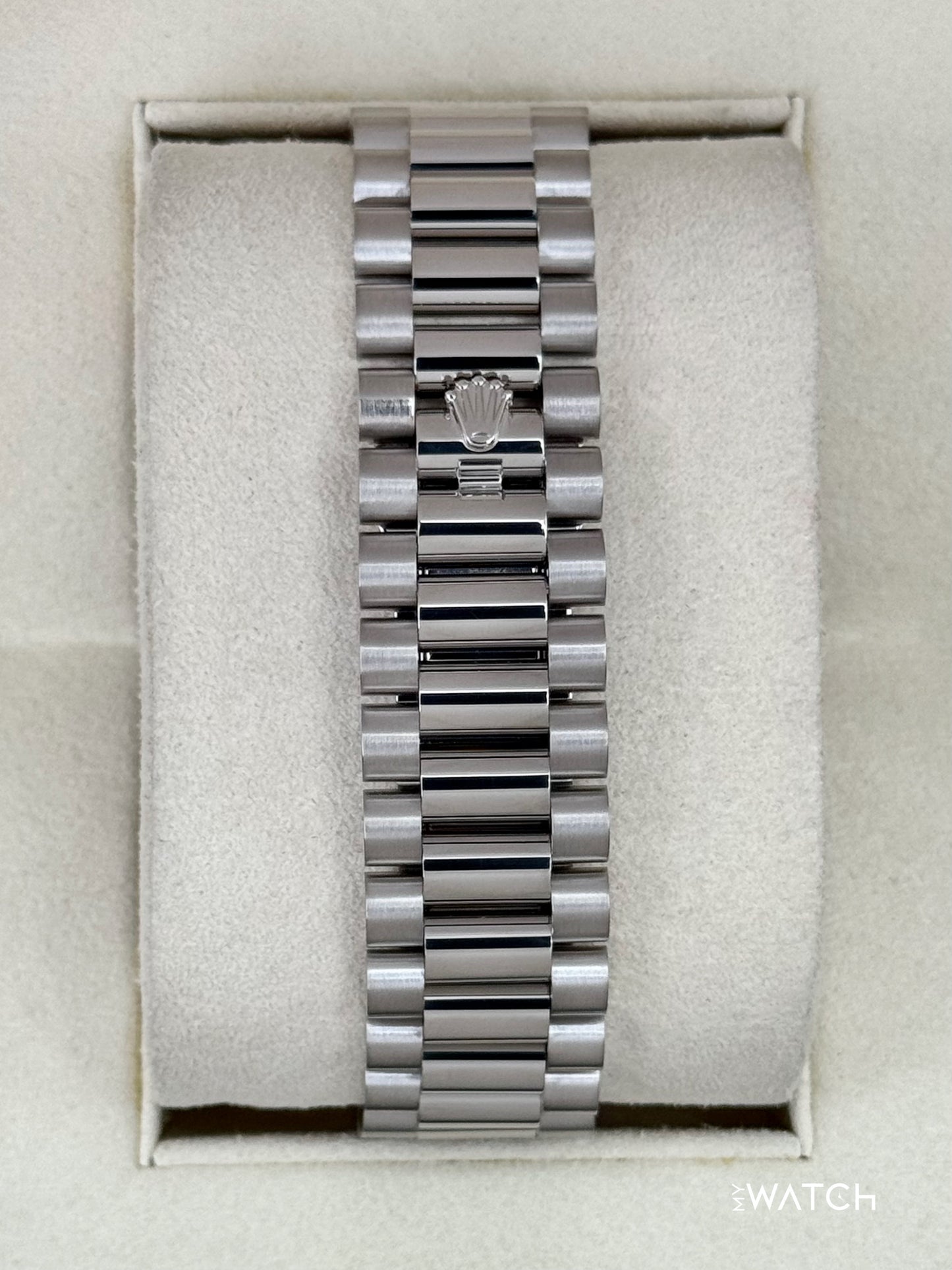 2020 Rolex Day-Date 40mm 228239 White Gold Rhodium Motif Dial - MyWatchLLC