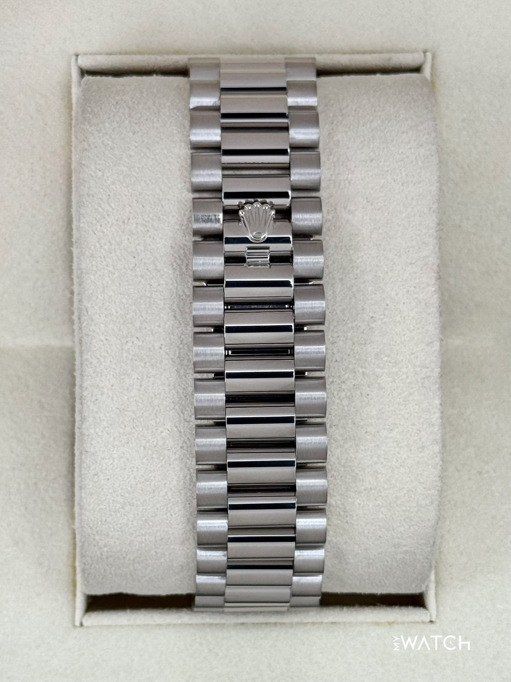 2020 Rolex Day-Date 40mm 228239 White Gold Rhodium Motif Dial - MyWatchLLC