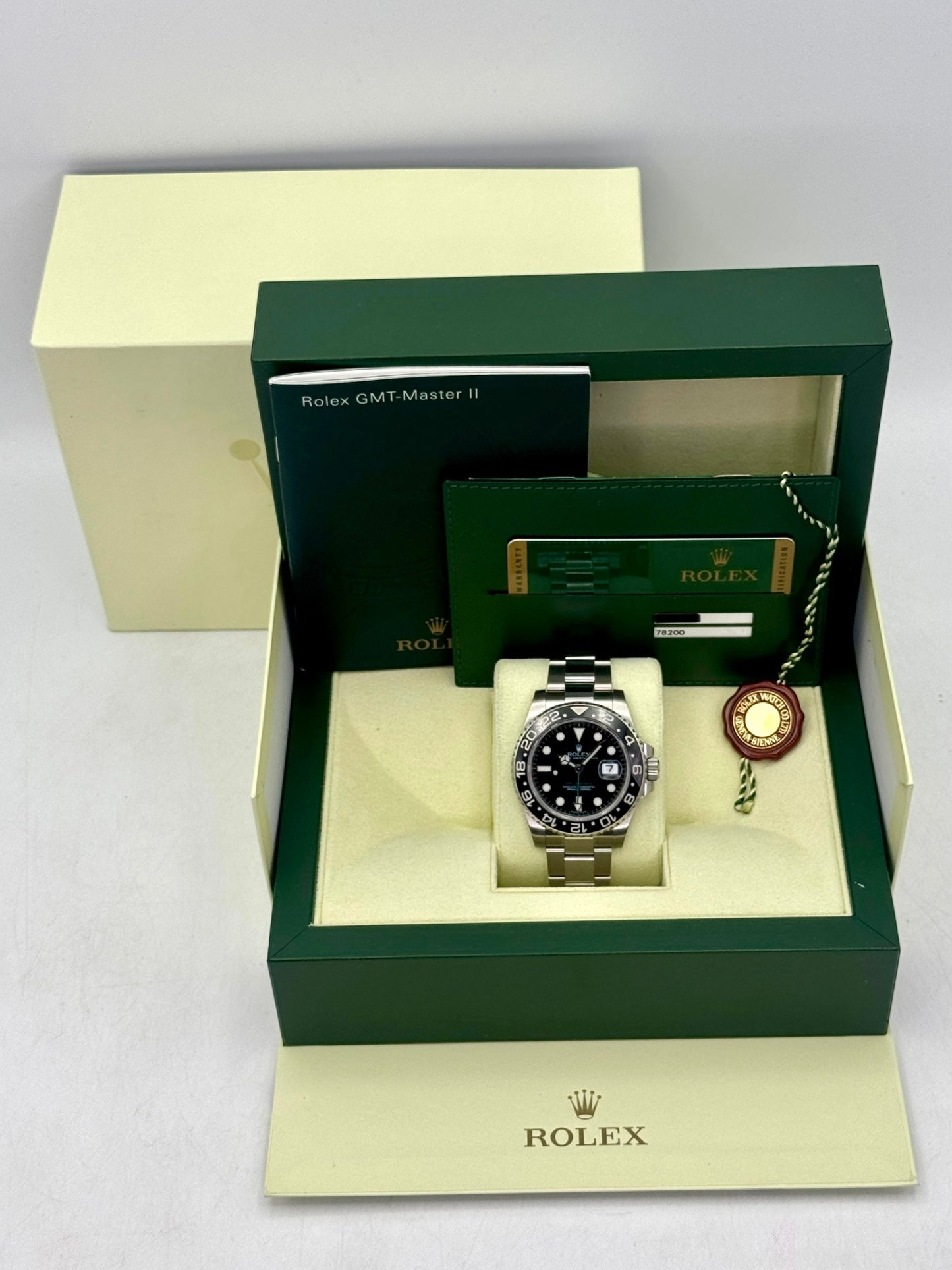 2007 Rolex GMT-Master II 40mm 116710LN Stainless Steel Black Dial (Rolex Service Card)