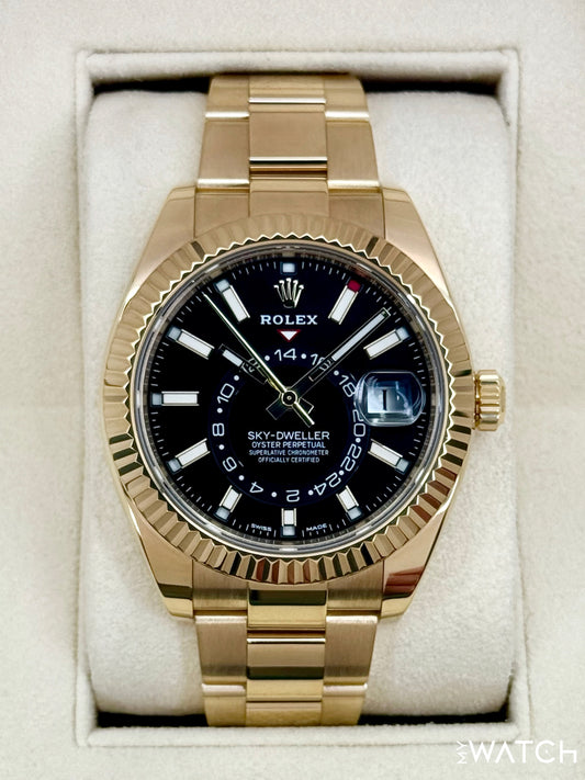 2019 Rolex Sky-Dweller 42mm 326938 18K Yellow Gold Oyster Black Dial