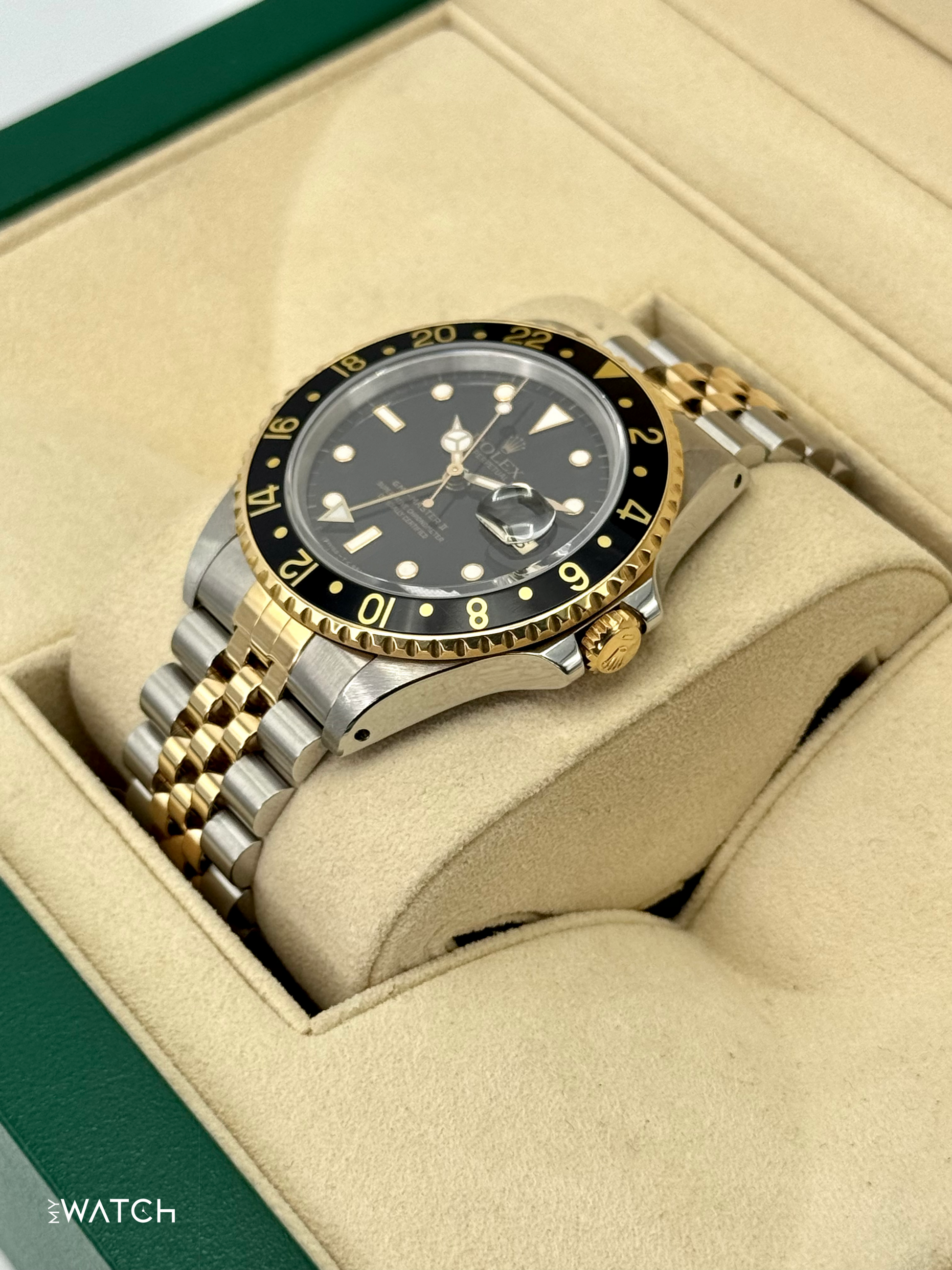 1988 Rolex GMT-Master II 40mm 16713 Two-Tone Jubilee Black Dial - MyWatchLLC