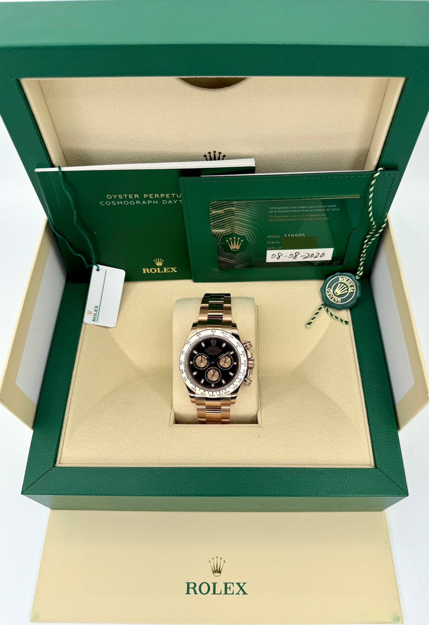 2020 Rolex Daytona Rose Gold 116505 Black and Sundust Dial - MyWatchLLC