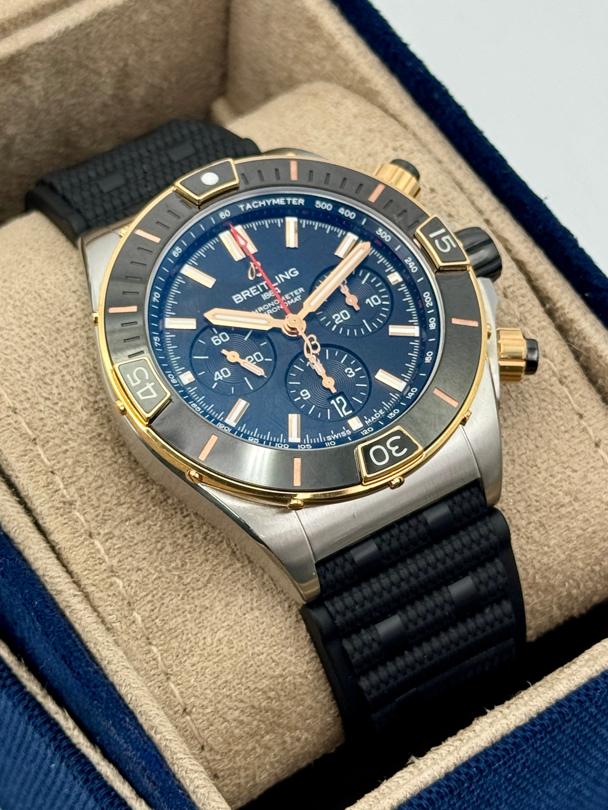 2023 Breitling Super Chronomat B01 44mm UB0136 Two-Tone Black Dial