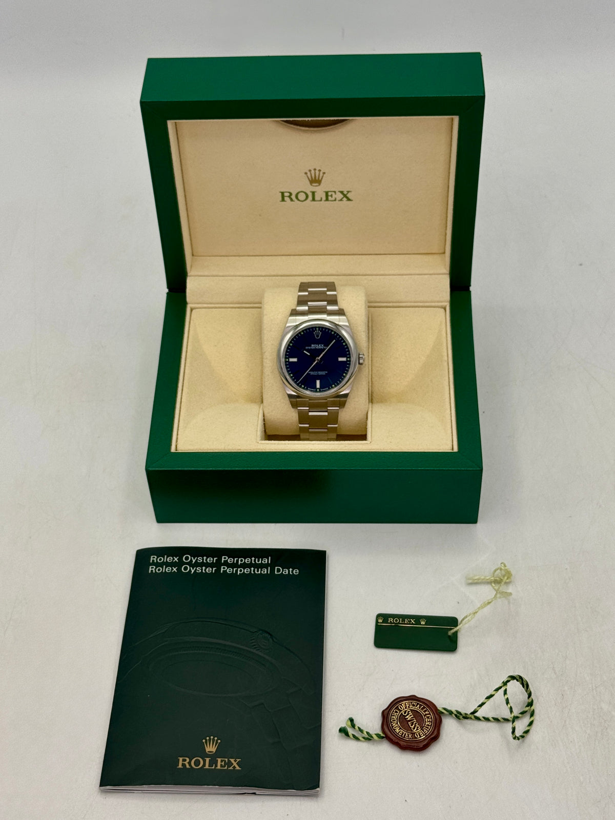 2018 Rolex Oyster Perpetual 39mm 114300 Stainless Steel Blue Dial