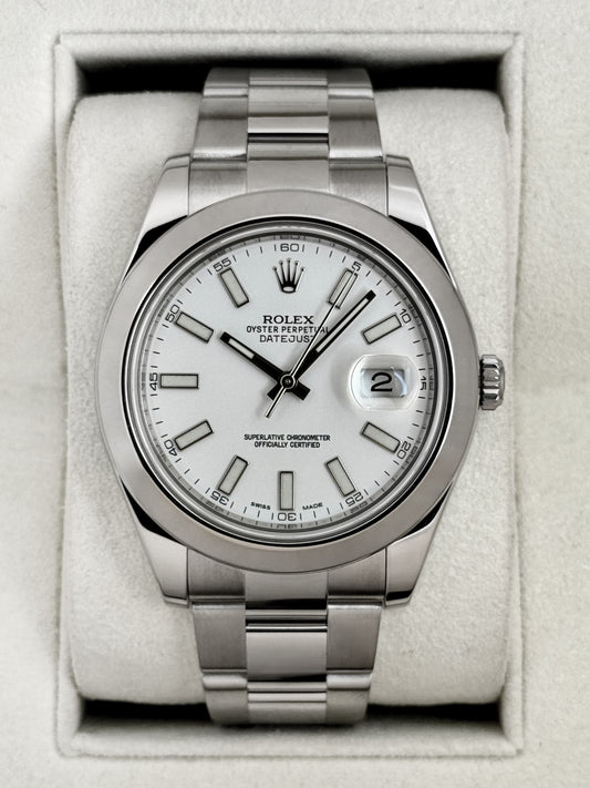2015 Rolex Datejust 41mm 116300 Stainless Steel Oyster White Dial