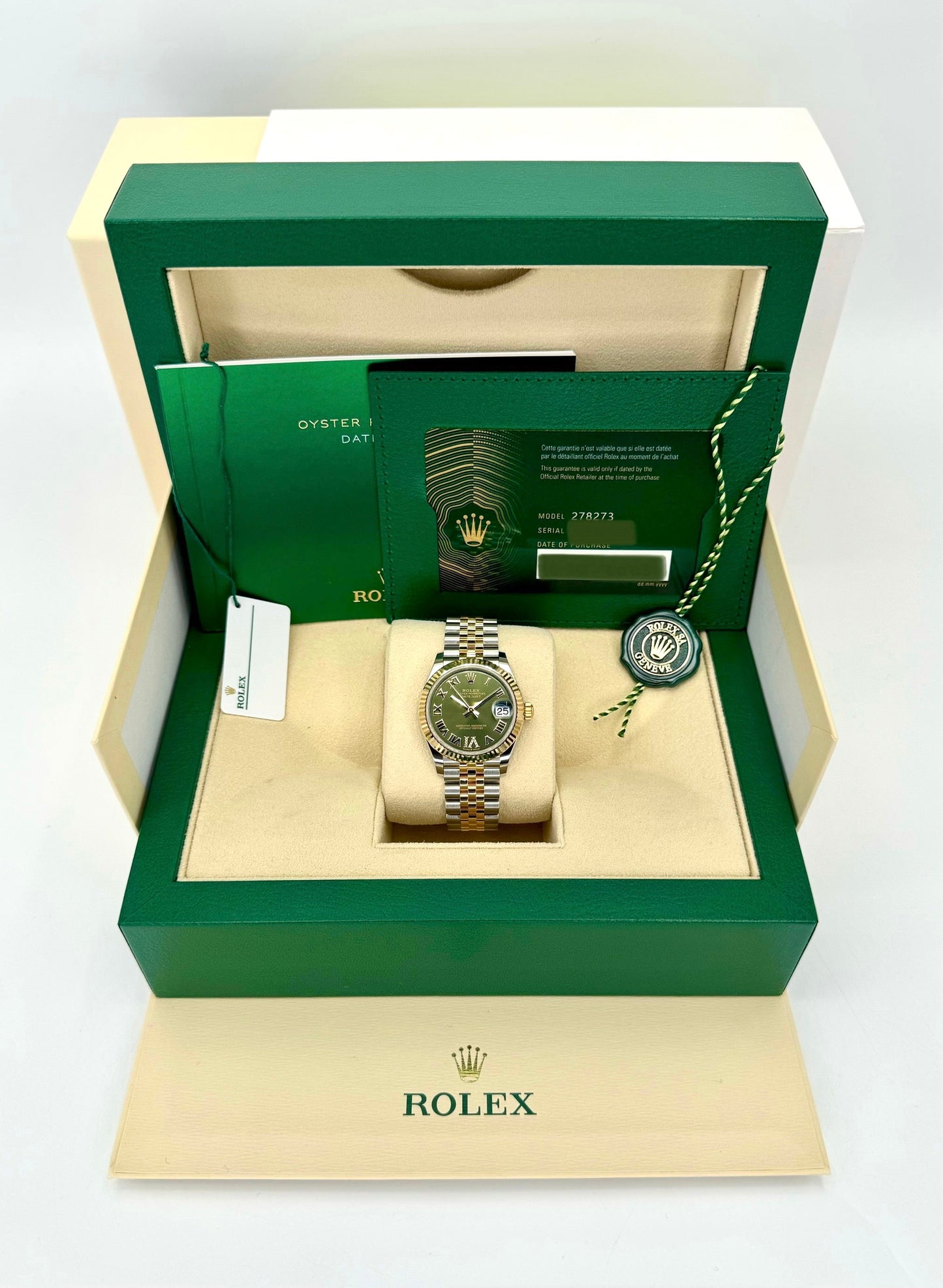 NEW 2023 Rolex Ladies Datejust 31mm 278273 Jubilee Green Dial - MyWatchLLC