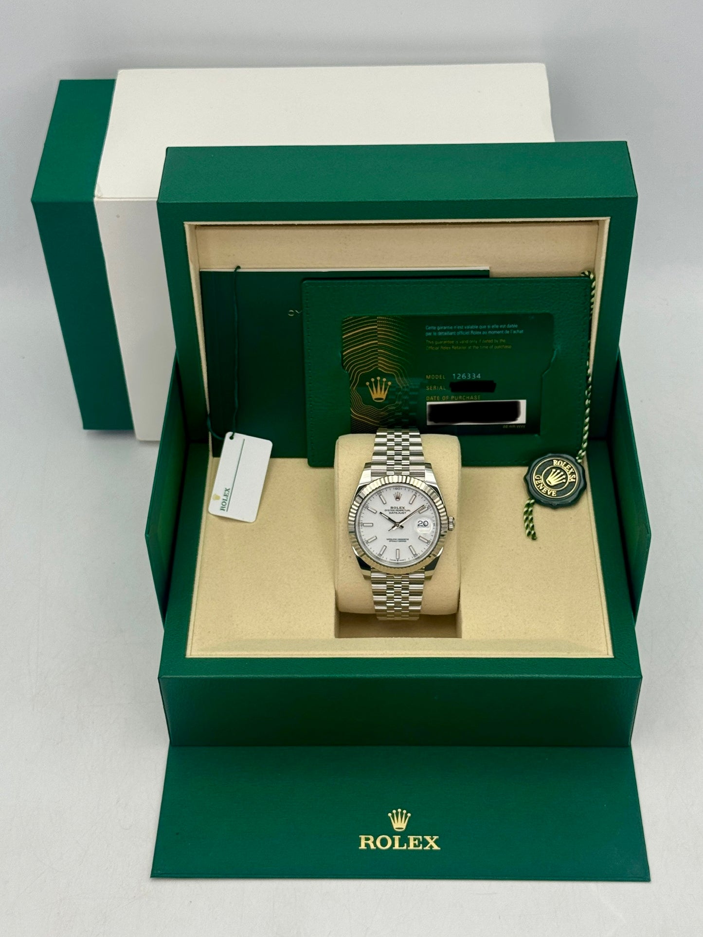 2025 Rolex Datejust 41mm 126334 Stainless Steel Jubilee White Dial