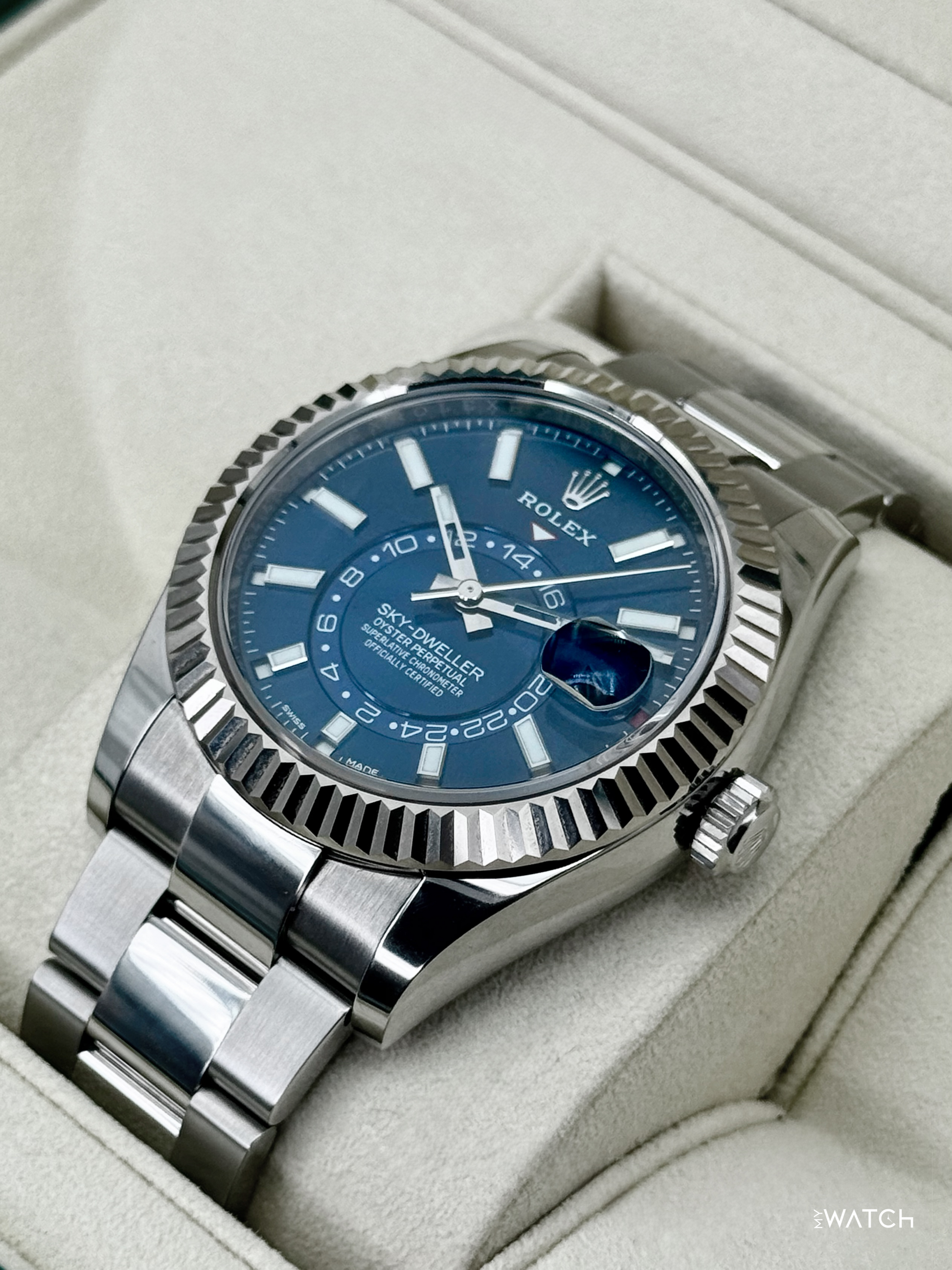 2017 Rolex Sky-Dweller 42mm 326934 Stainless Steel Oyster Blue Dial - MyWatchLLC