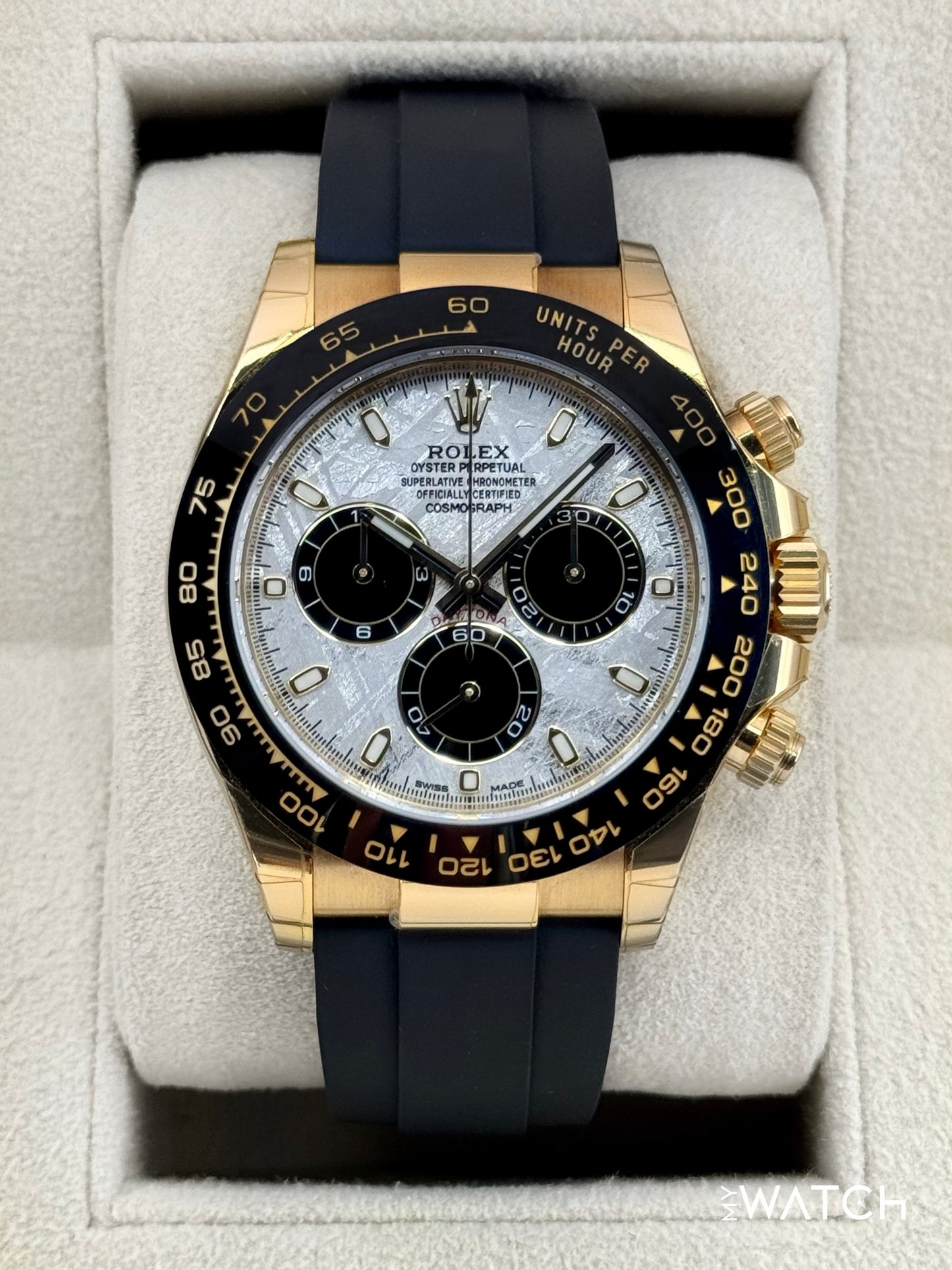 2022 Rolex Daytona 40mm 116518LN Yellow Gold Oysterflex Meteorite Dial (STICKERED)