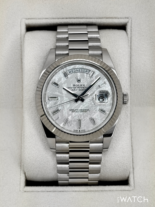 2025 Rolex Day-Date 40mm 228239 Presidential White Gold Meteorite Dial