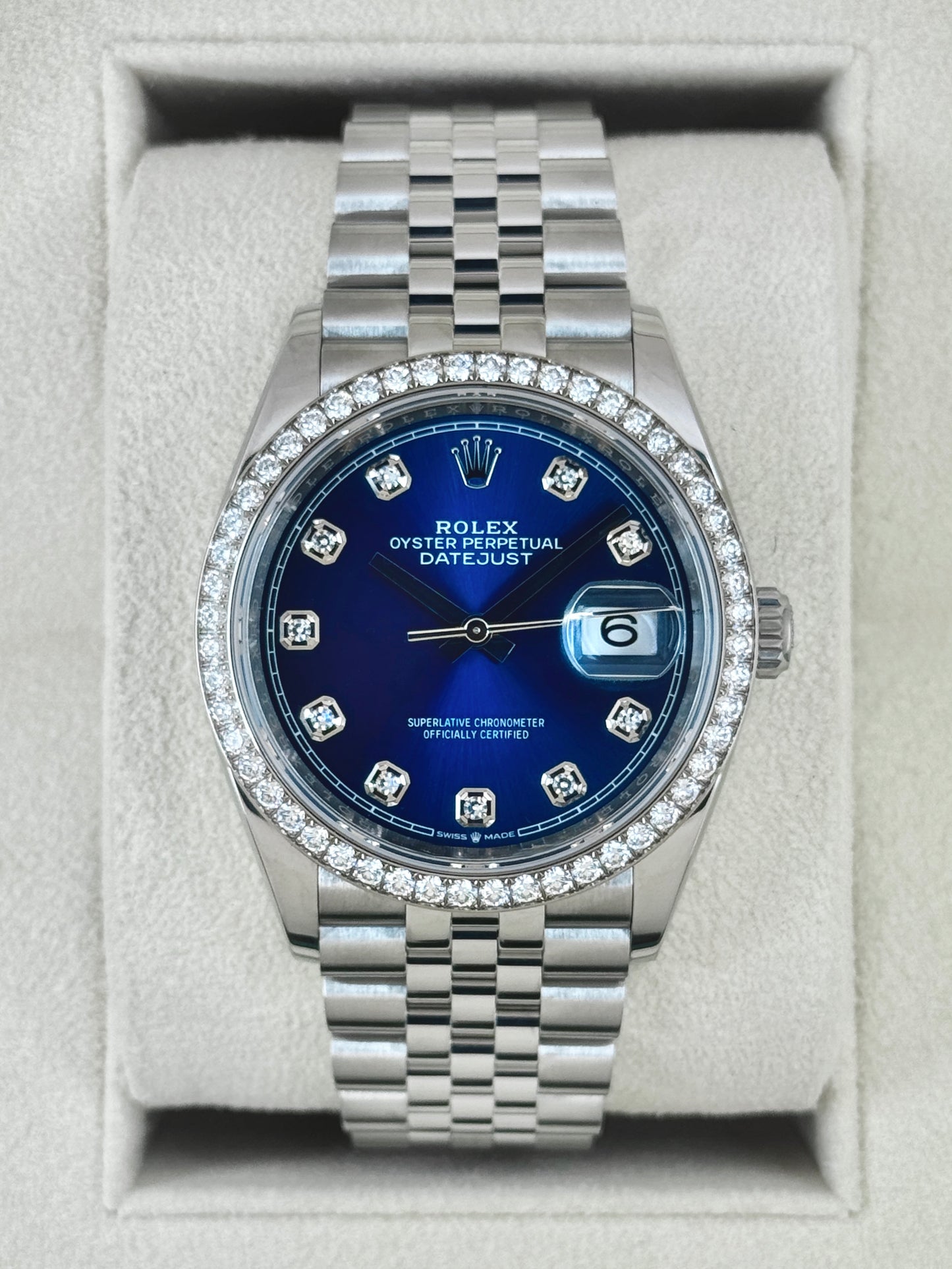 2024 Rolex Datejust 36mm 126284RBR Stainless Steel Jubilee Blue Diamond Dial