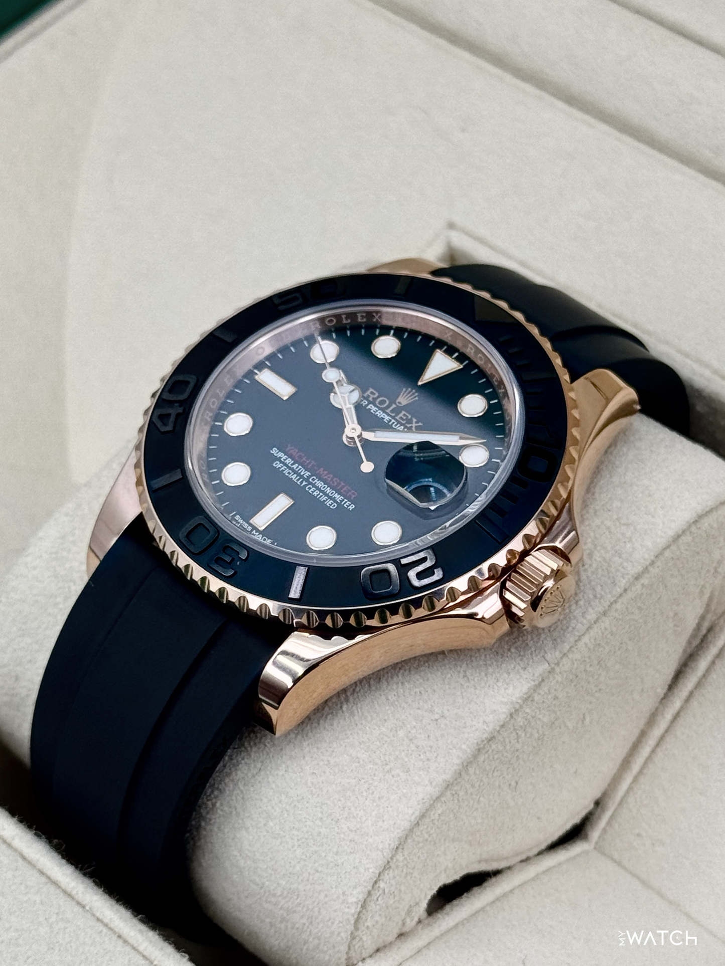 2019 Rolex Yacht-Master 40mm 116655 Rose Gold Oysterflex Black Dial - MyWatchLLC