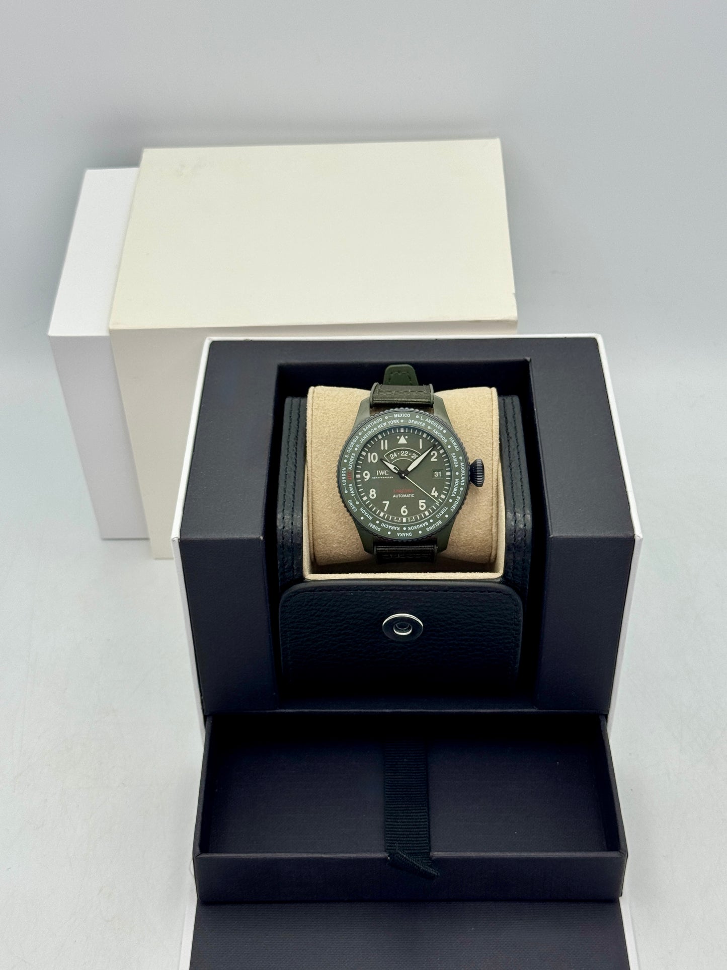 2024 IWC Timezoner Top Gun Woodland Pilot's 46mm IW395601 Ceramic Green Dial