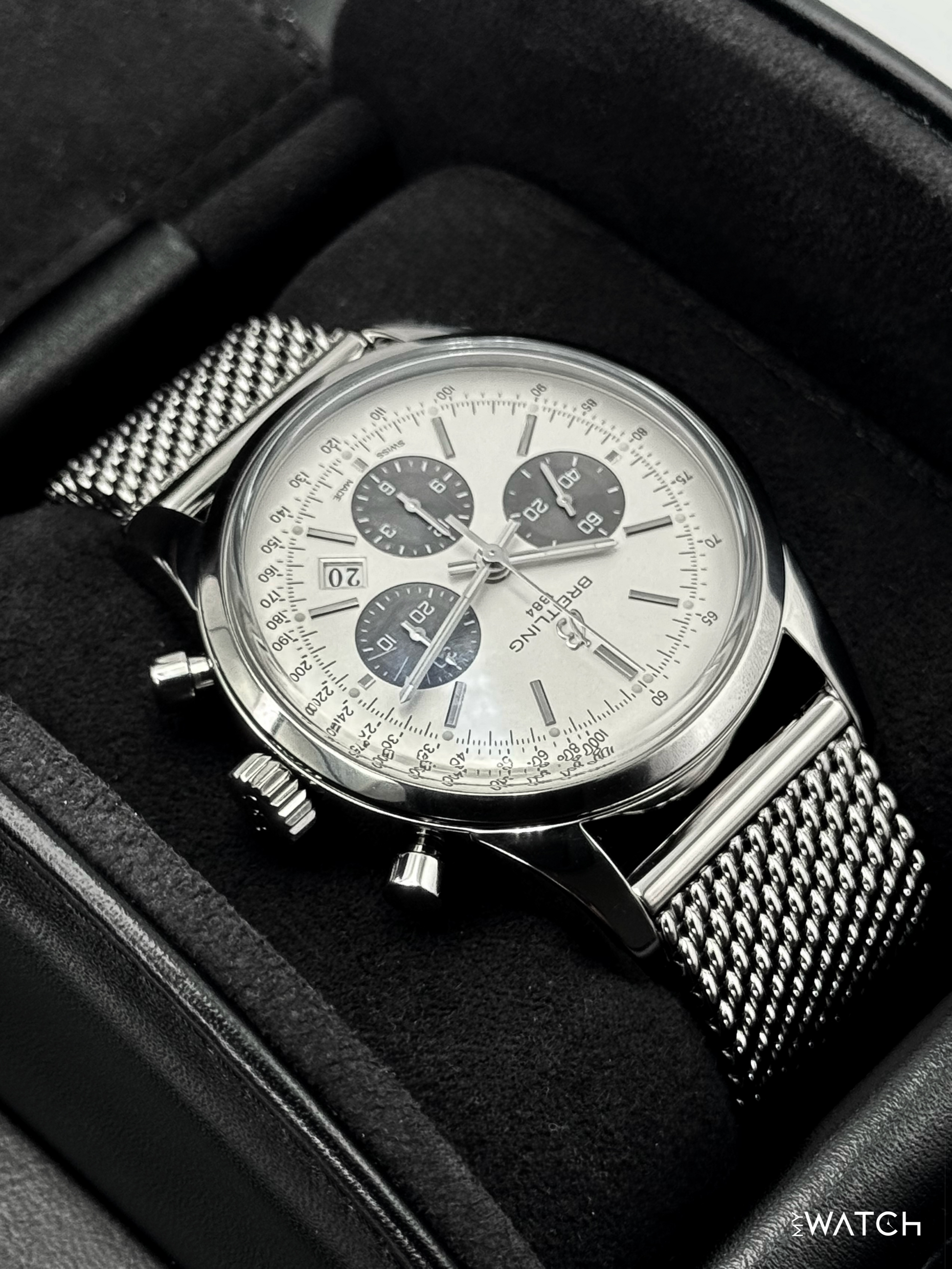 2013 Breitling Transocean Chronograph 43mm AB015212 Stainless Steel Silver Dial - MyWatchLLC