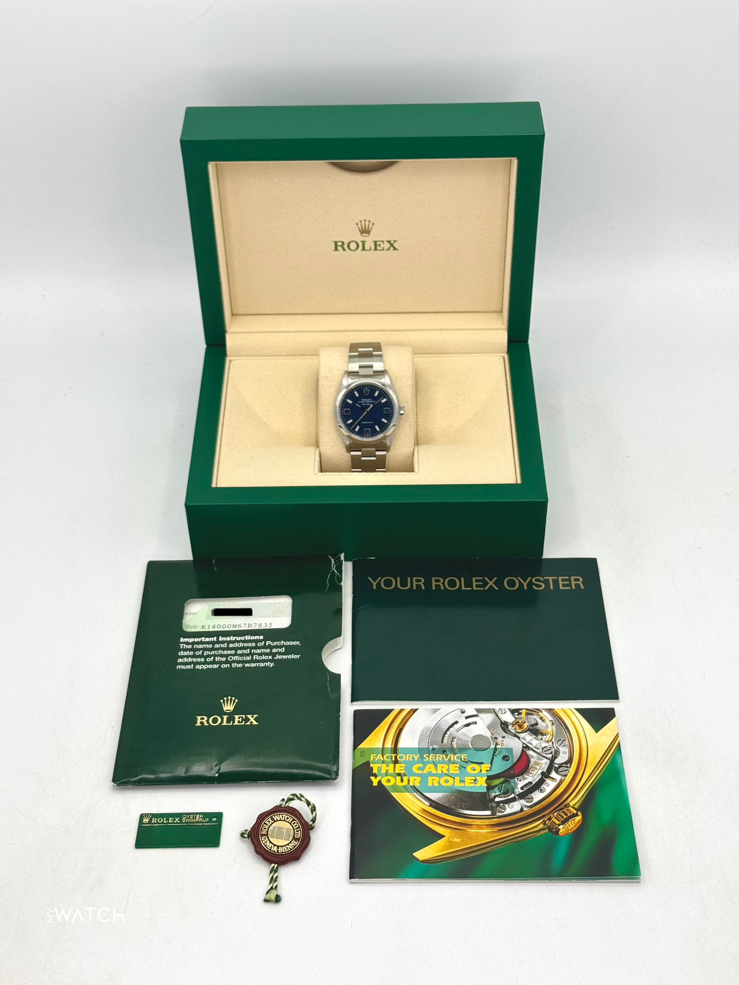 2008 Rolex Air-King 34mm 14000 Stainless Steel Blue Dial
