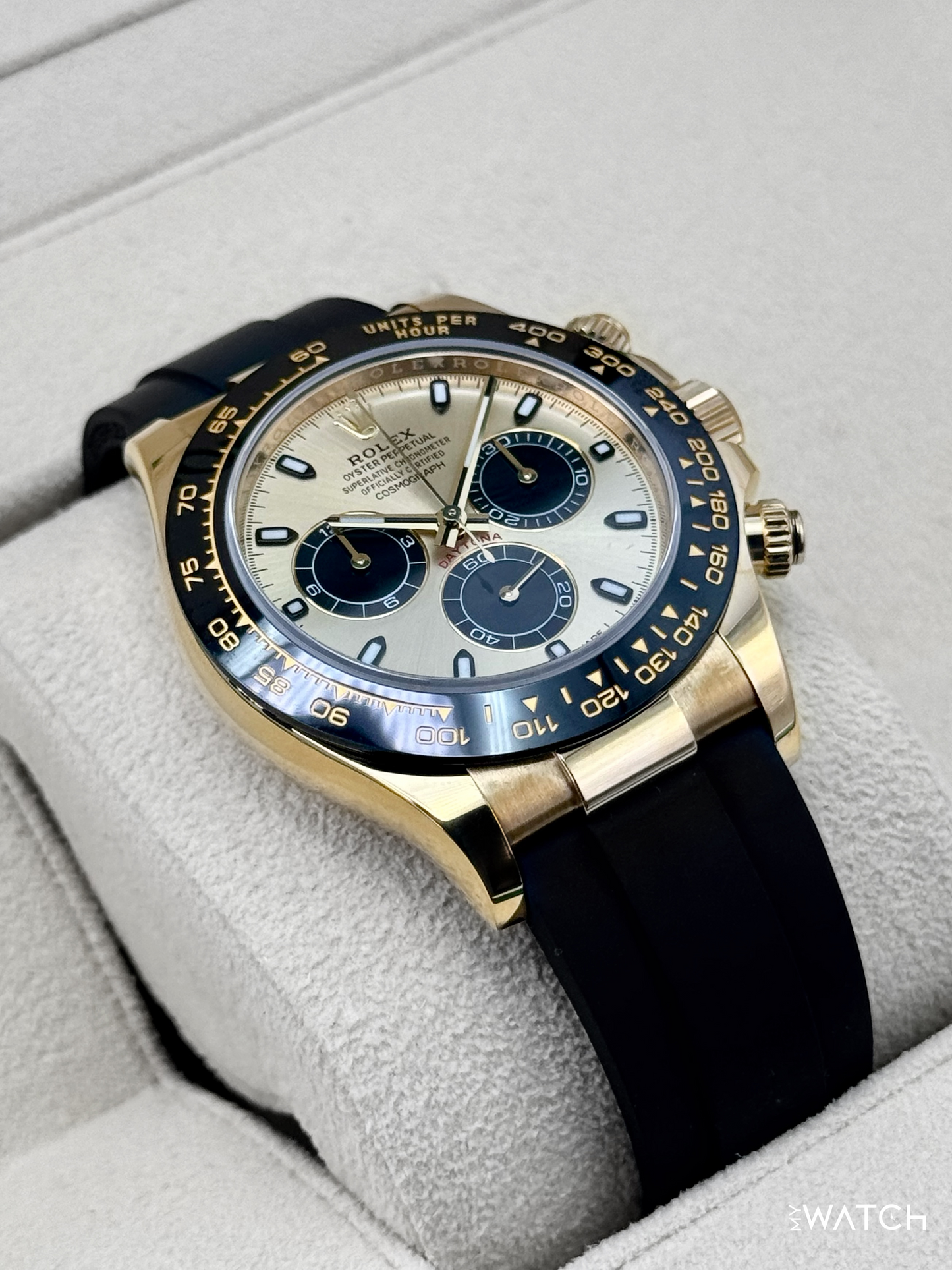 2023 Rolex Daytona 40mm 116518LN 18K Yellow Gold Oysterflex Champagne Dial - MyWatchLLC