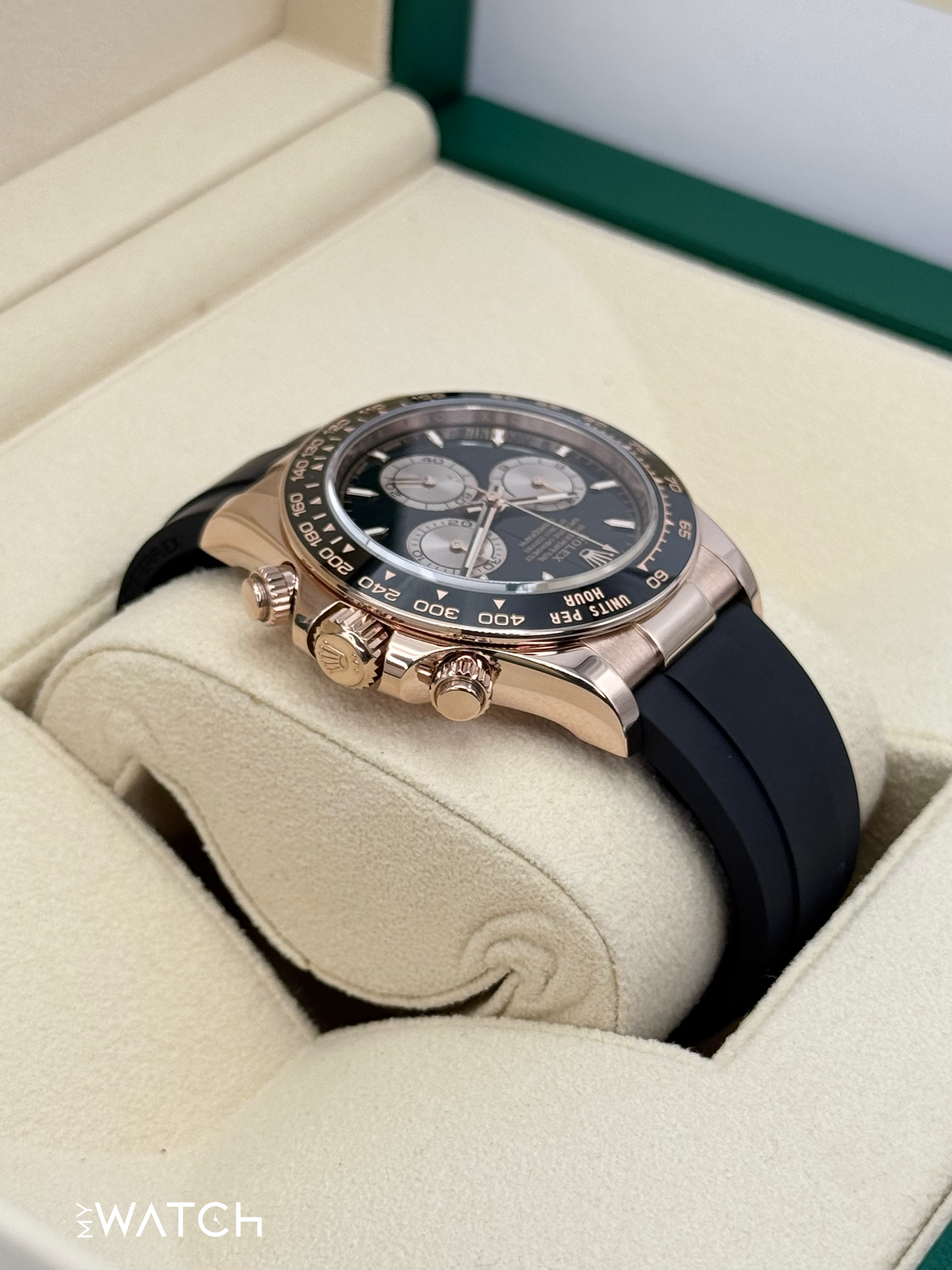 2024 Rolex Daytona 40mm 126515LN Rose Gold Oysterflex Black Dial