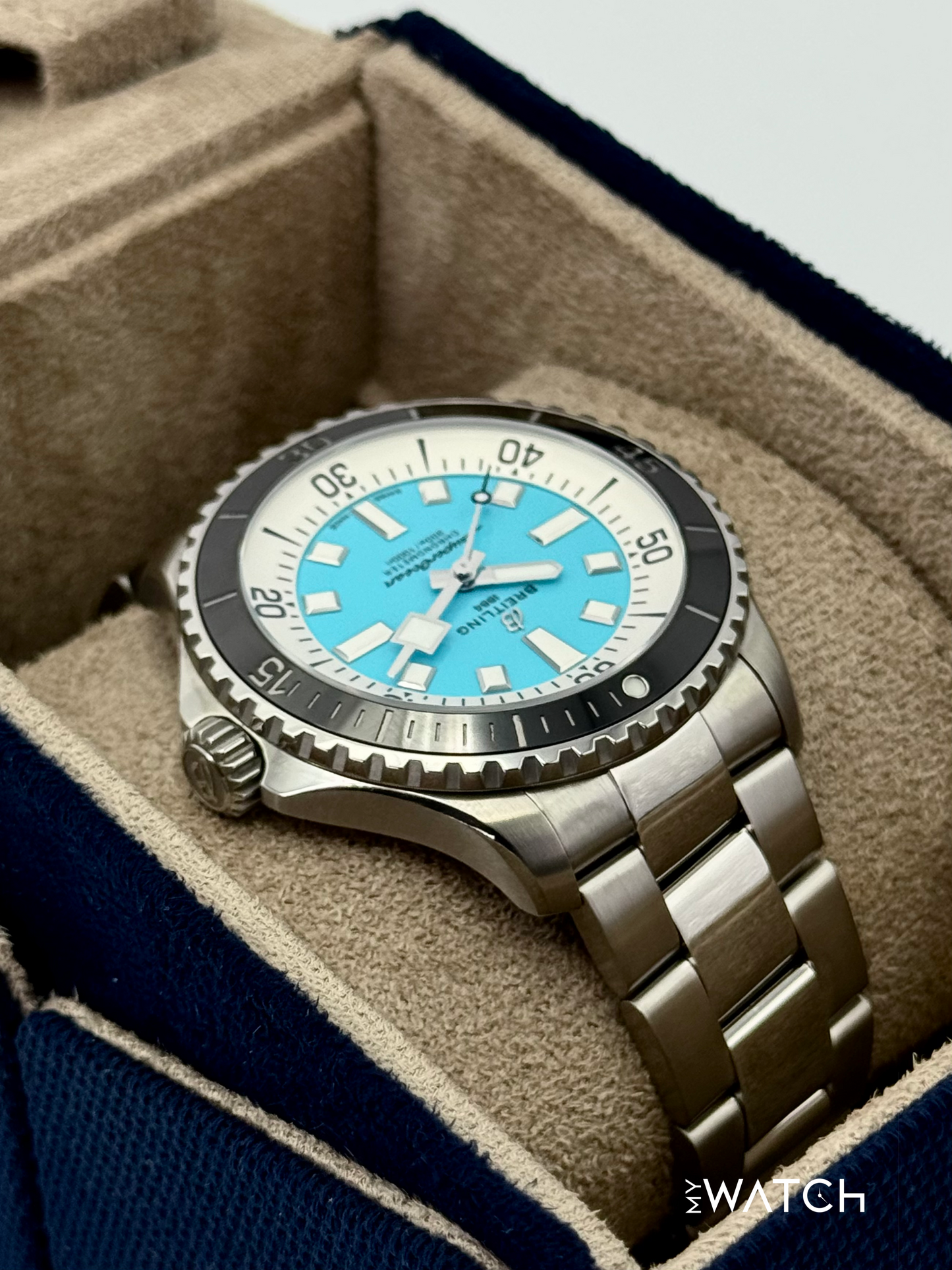 2025 Breitling Superocean Automatic 44mm A17376 Stainless Steel Turquoise Dial