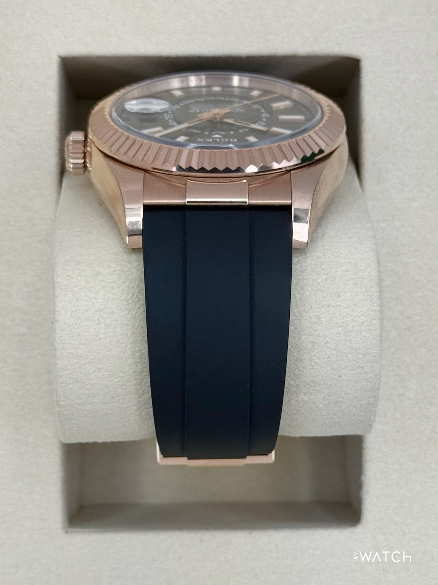 2025 Rolex Sky-Dweller 336235 Rose Gold Oysterflex Rhodium Dial - MyWatchLLC