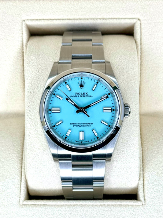 NEW 2023 Rolex Oyster Perpetual 36mm 126000 Tiffany Blue Dial - MyWatchLLC