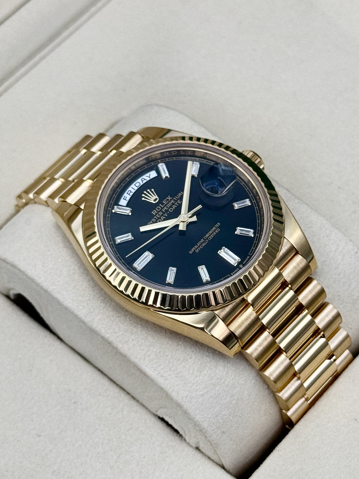 Rolex Day-Date 40mm 228238 Yellow Gold Black Diamond Dial
