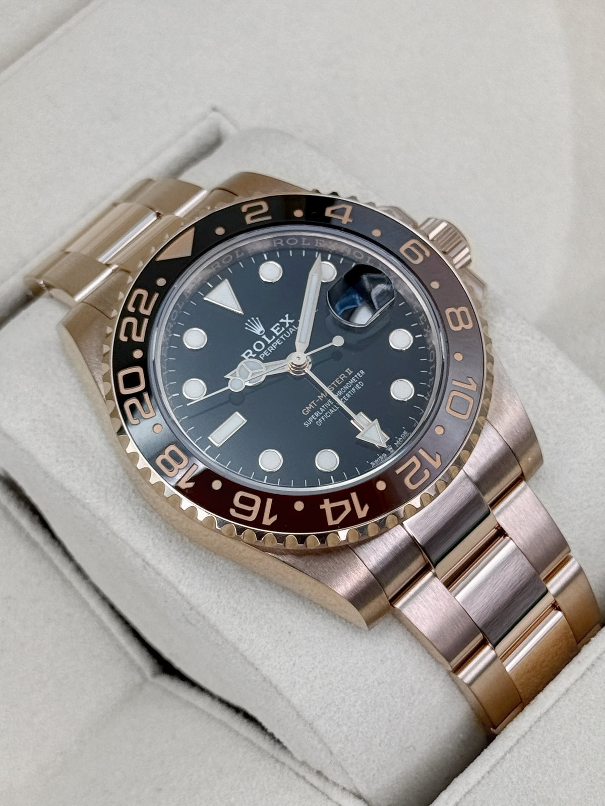 2019 Rolex GMT-Master II Rootbeer 40mm 126715CHNR Rose Gold (CPO) - MyWatchLLC