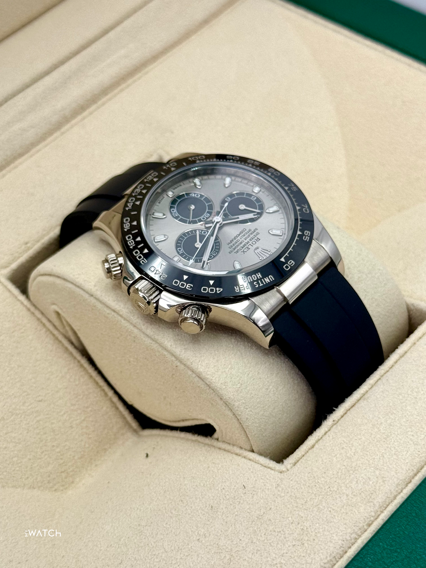 2018 Rolex Daytona 40mm 116519LN White Gold Oysterflex Silver Ghost Dial