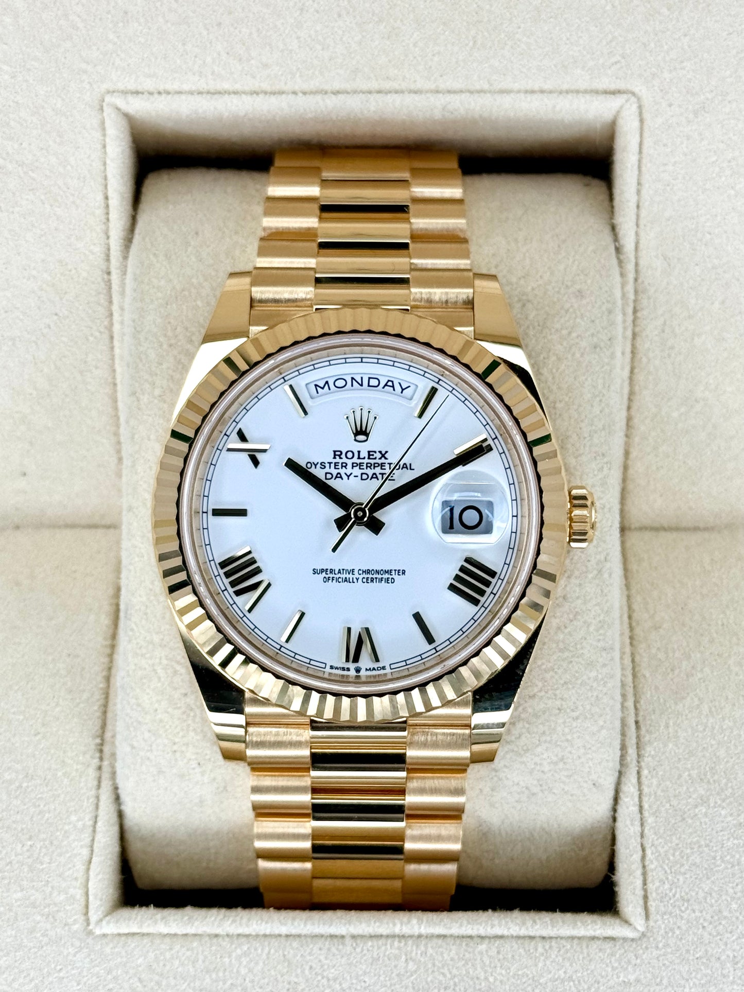 NEW 2024 Rolex Day-Date 40mm 228238 Presidential White Dial