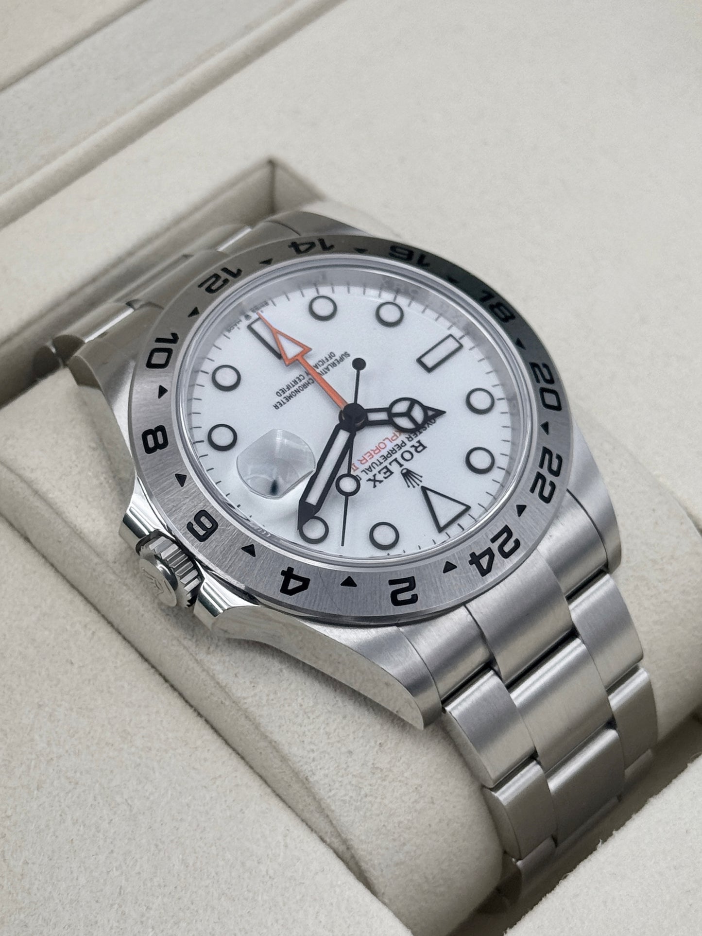 2026 Rolex Explorer II 42mm 226570 Stainless Steel Polar White Dial