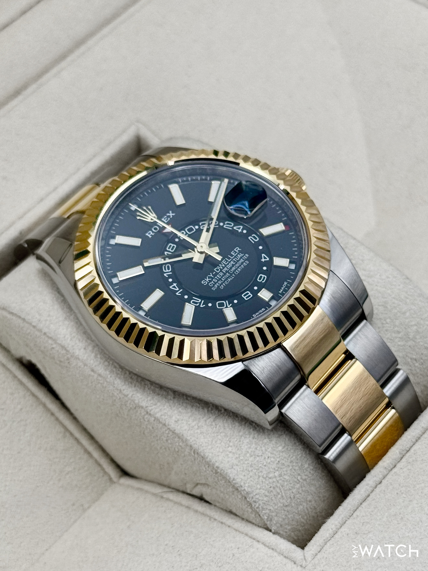 2021 Rolex Sky-Dweller 42mm 326933 Two-Tone Oyster Black Dial - MyWatchLLC