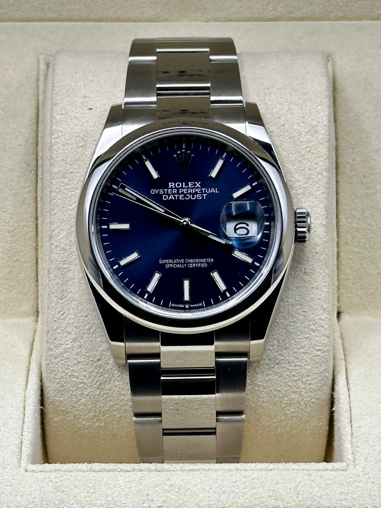 2020 Rolex Datejust 36mm Stainless Steel Blue Stick Dial - MyWatchLLC