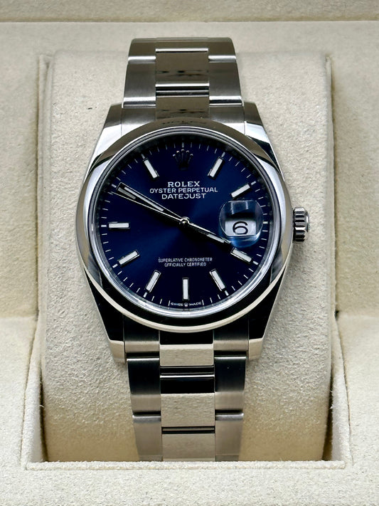2020 Rolex Datejust 36mm Stainless Steel Blue Stick Dial - MyWatchLLC