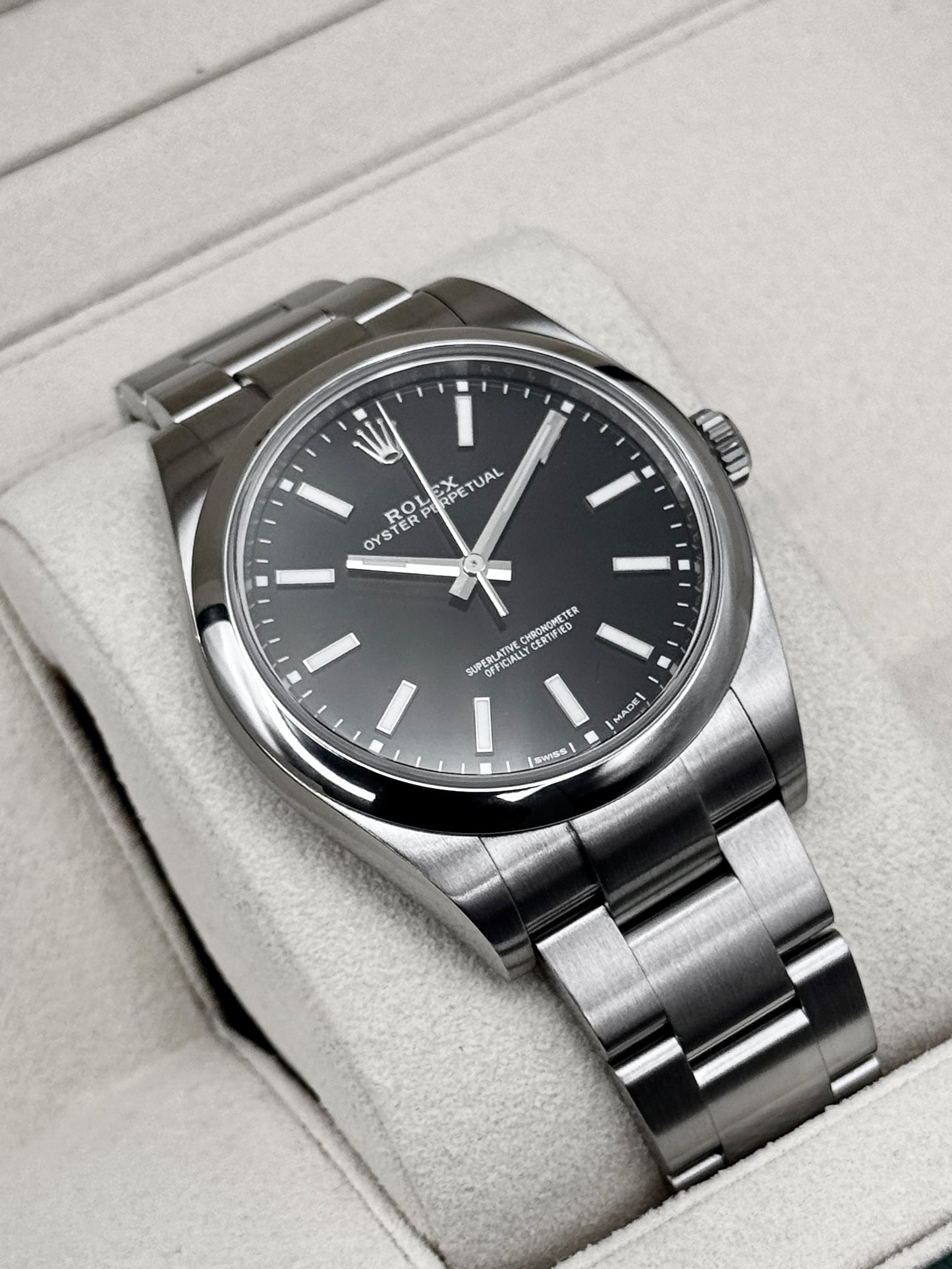 2019 Rolex Oyster Perpetual 39mm 114300 Stainless Steel Black Dial