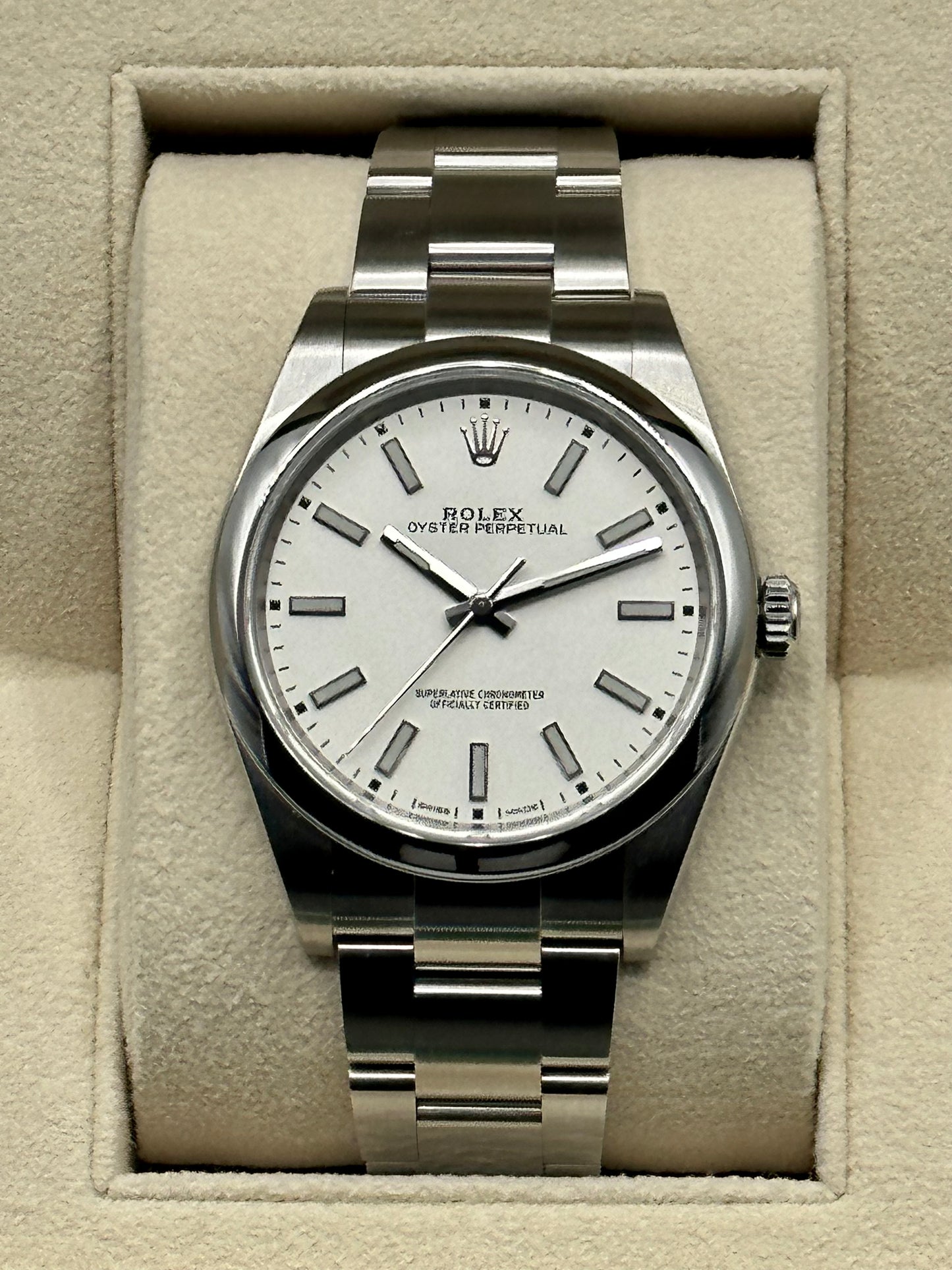 2019 Rolex Oyster Perpetual 39mm Stainless Steel White Index Dial - MyWatchLLC