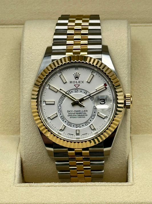 2023 Rolex Sky-Dweller 326933 Two-Tone Jubilee White Stick Dial - MyWatchLLC