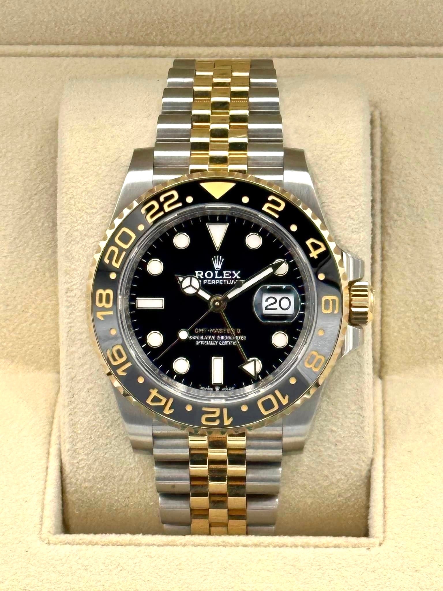 2023 Rolex GMT-Master II 40mm 126713GRNR Two-Tone Jubilee Black Dial - MyWatchLLC