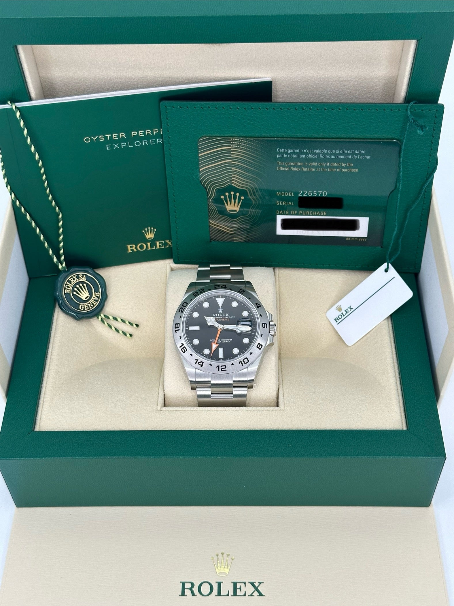 2023 Rolex Explorer II 42mm 226570 Stainless Steel Black Dial