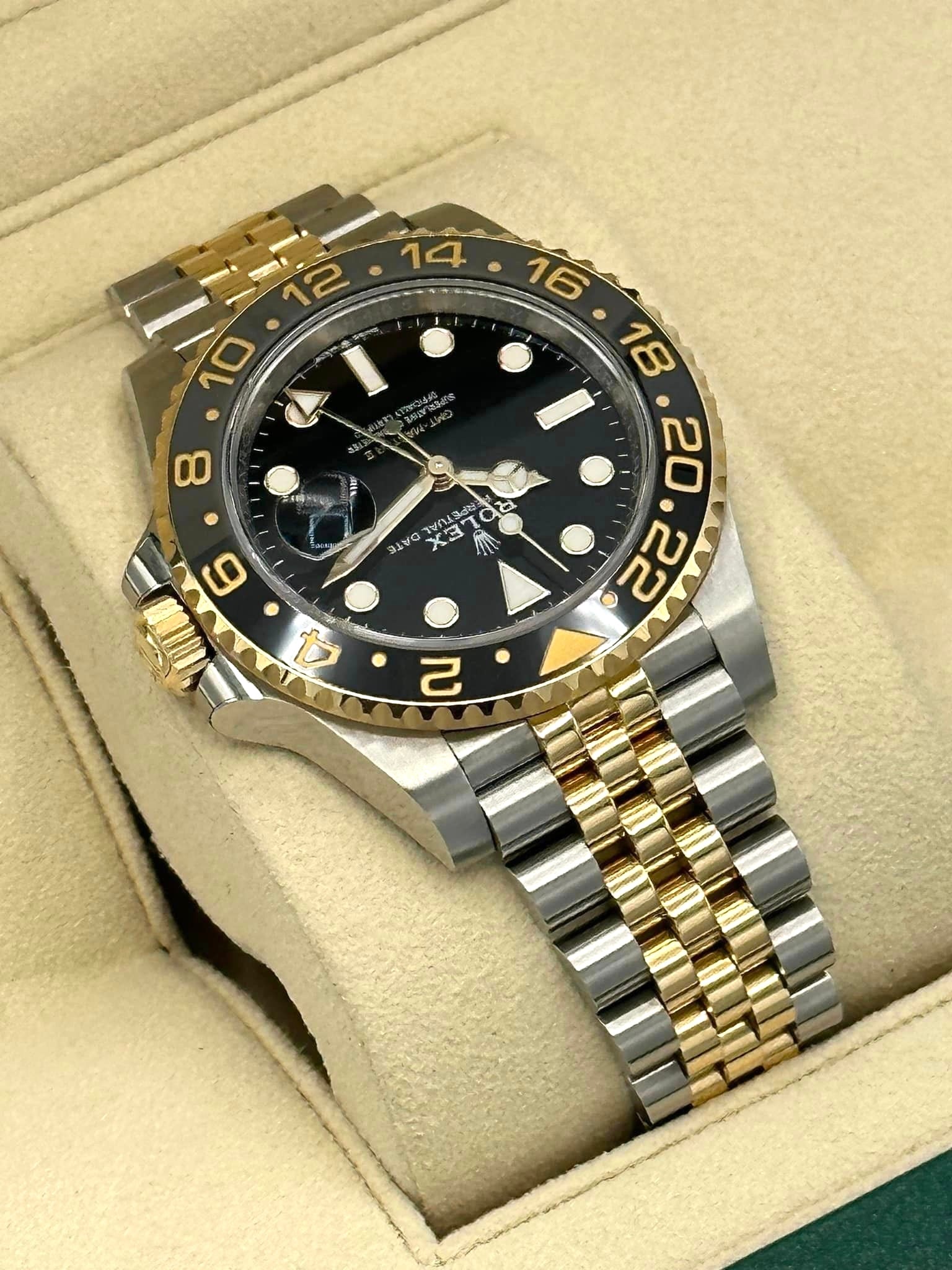 2023 Rolex GMT-Master II 40mm 126713GRNR Two-Tone Jubilee Black Dial - MyWatchLLC