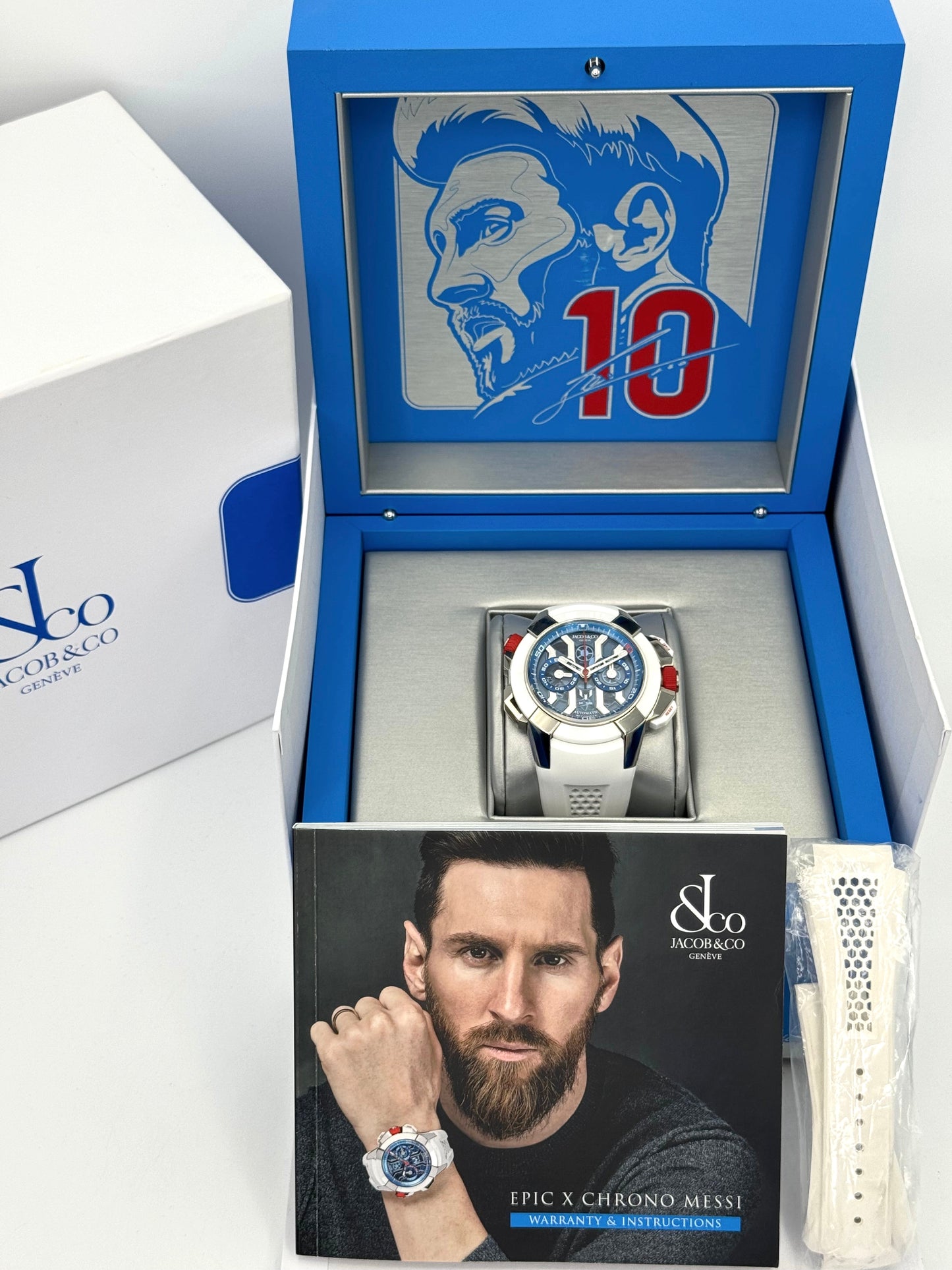 2020 Jacob & Co Epic X Chrono Messi 47mm EC313.20.PE.LL.K Titanium - MyWatchLLC