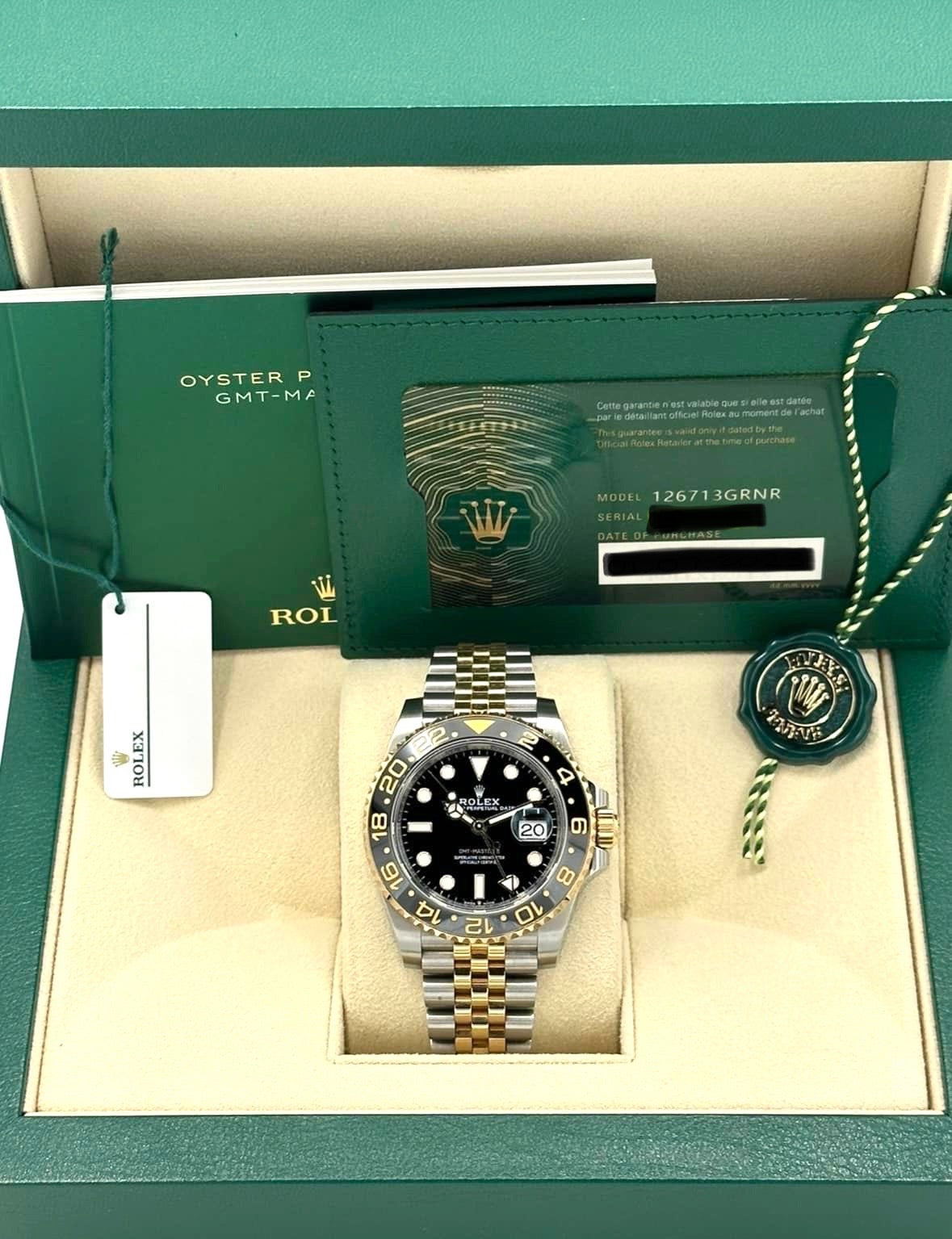 2023 Rolex GMT-Master II 40mm 126713GRNR Two-Tone Jubilee Black Dial - MyWatchLLC