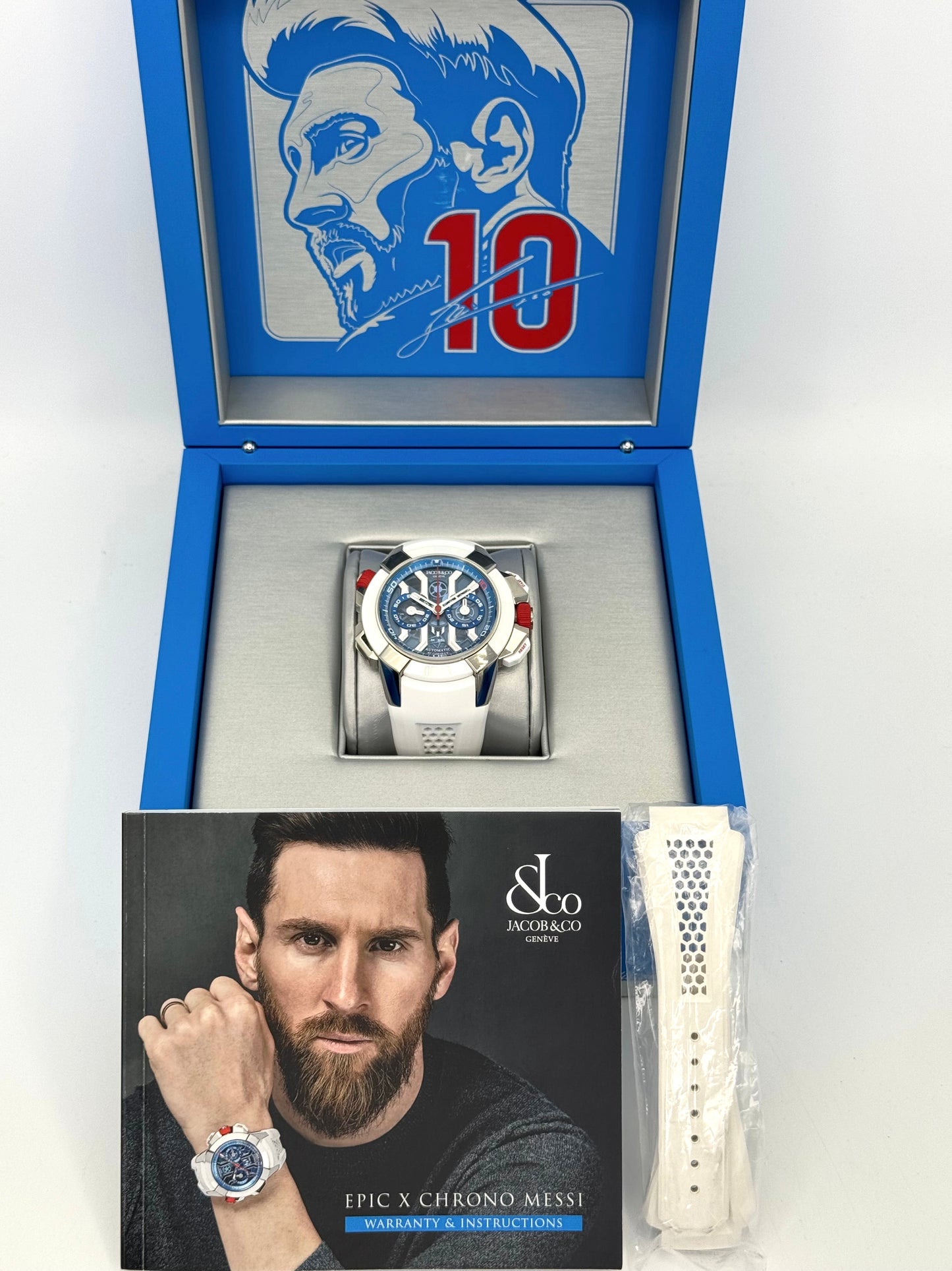 2020 Jacob & Co Epic X Chrono Messi 47mm EC313.20.PE.LL.K Titanium - MyWatchLLC