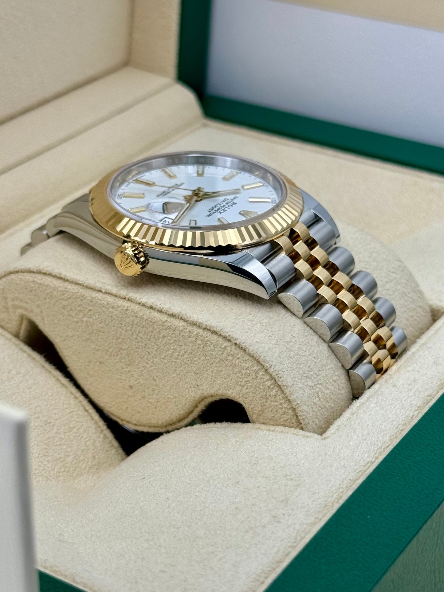 NEW 2023 Rolex Datejust 41mm 126333 Two-Tone Jubilee White Stick Dial - MyWatchLLC